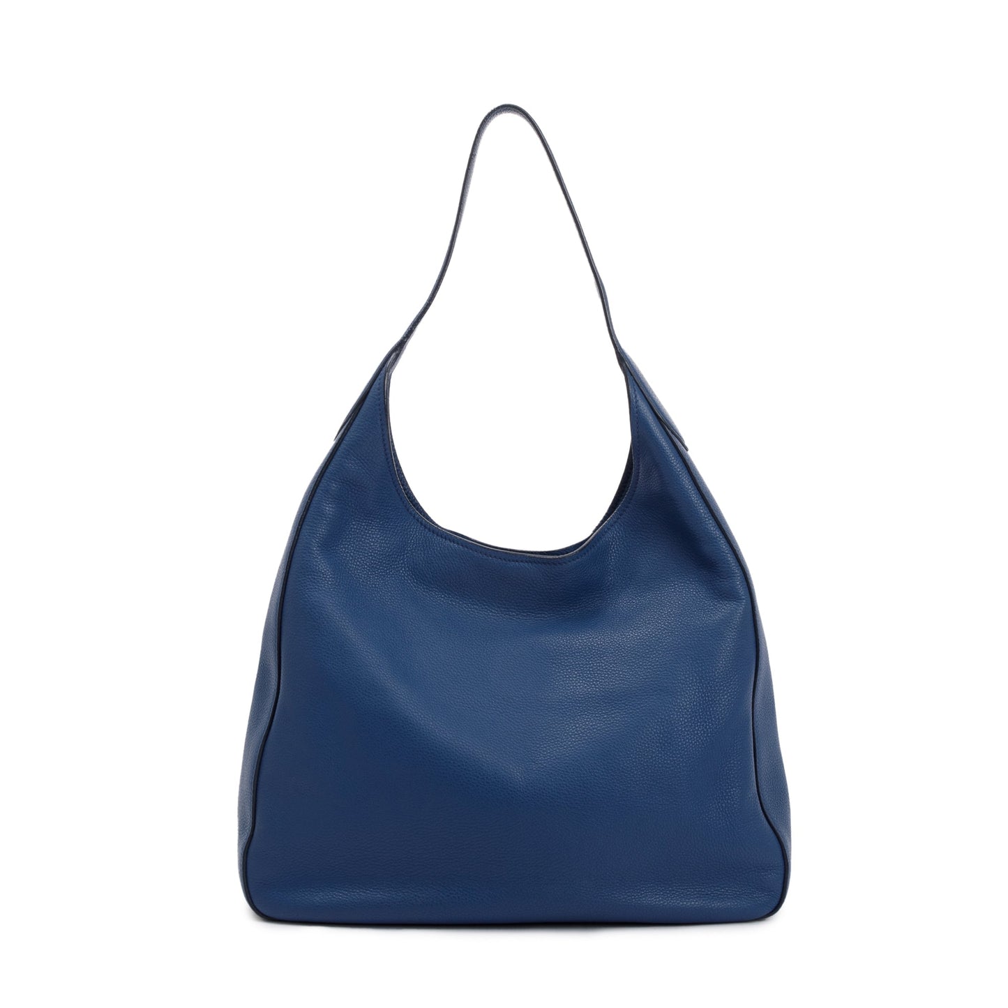 Prada Vitello Daino Pocket Hobo Bag Leather Blue Travel Bag