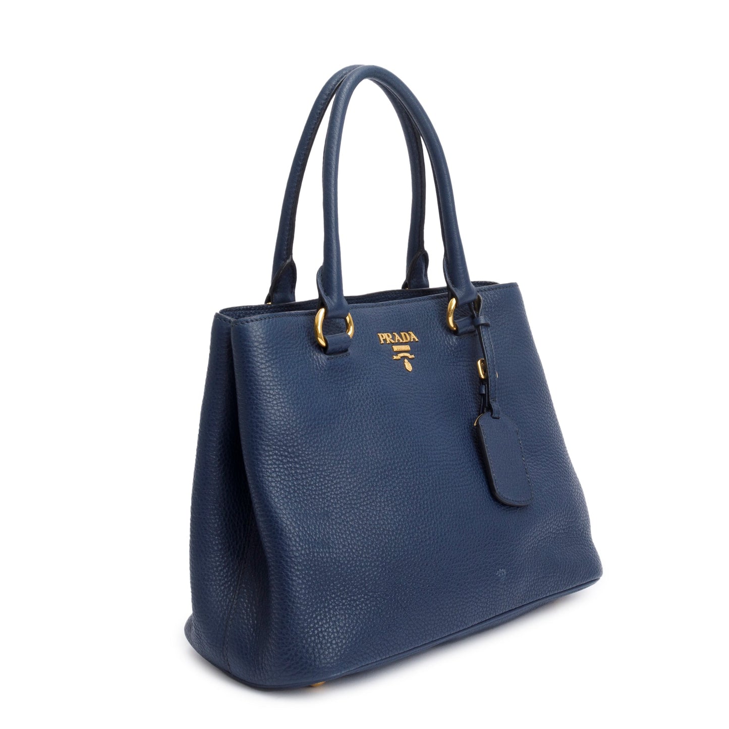 Prada Vitello Daino Galleria Tote Handbag Blue Medium Tote Bag
