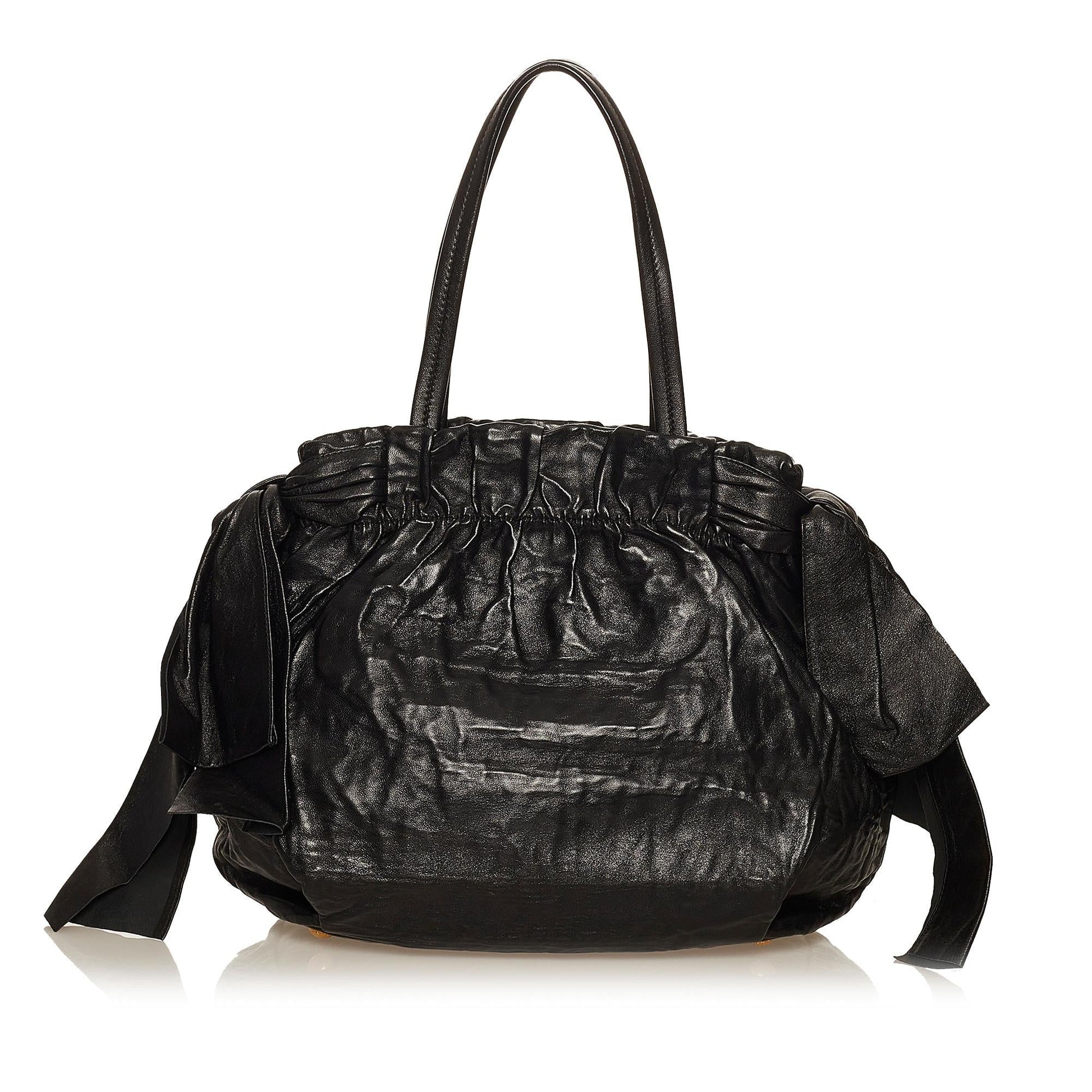Prada Bow Shoulder Bag Shg Leather Lambskin