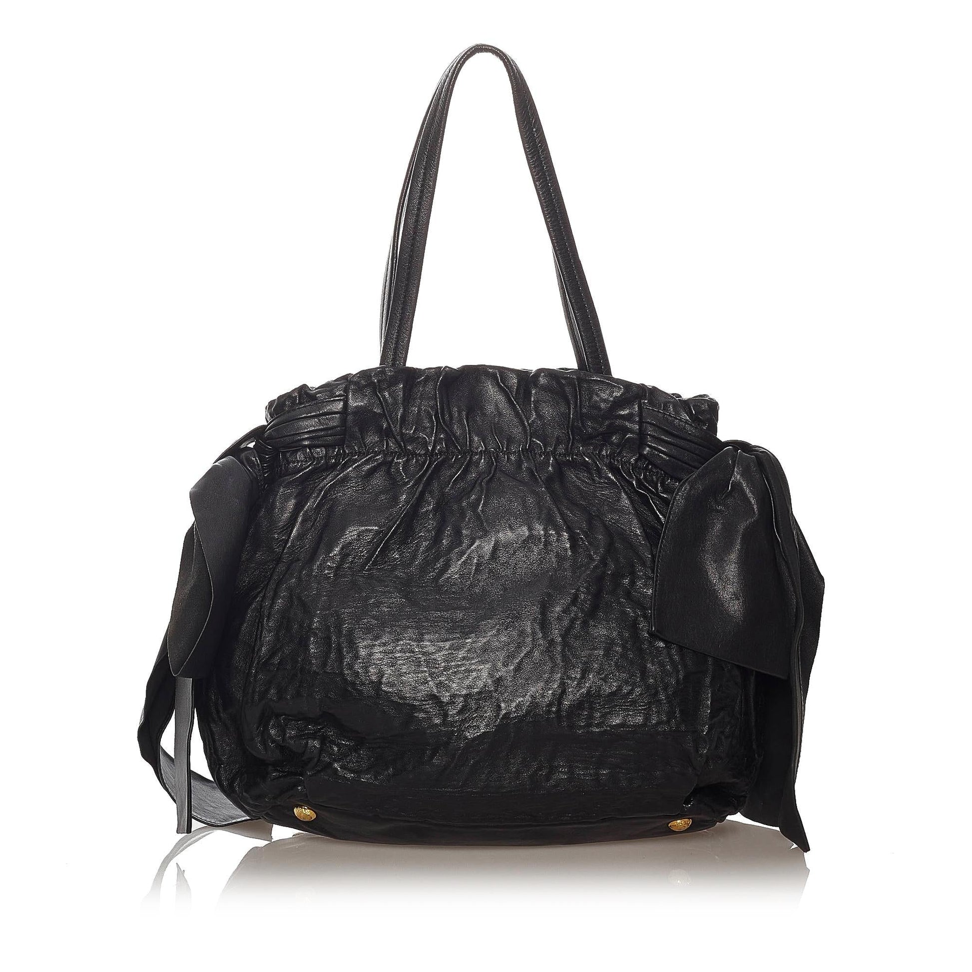 Prada Bow Shoulder Bag Shg Leather