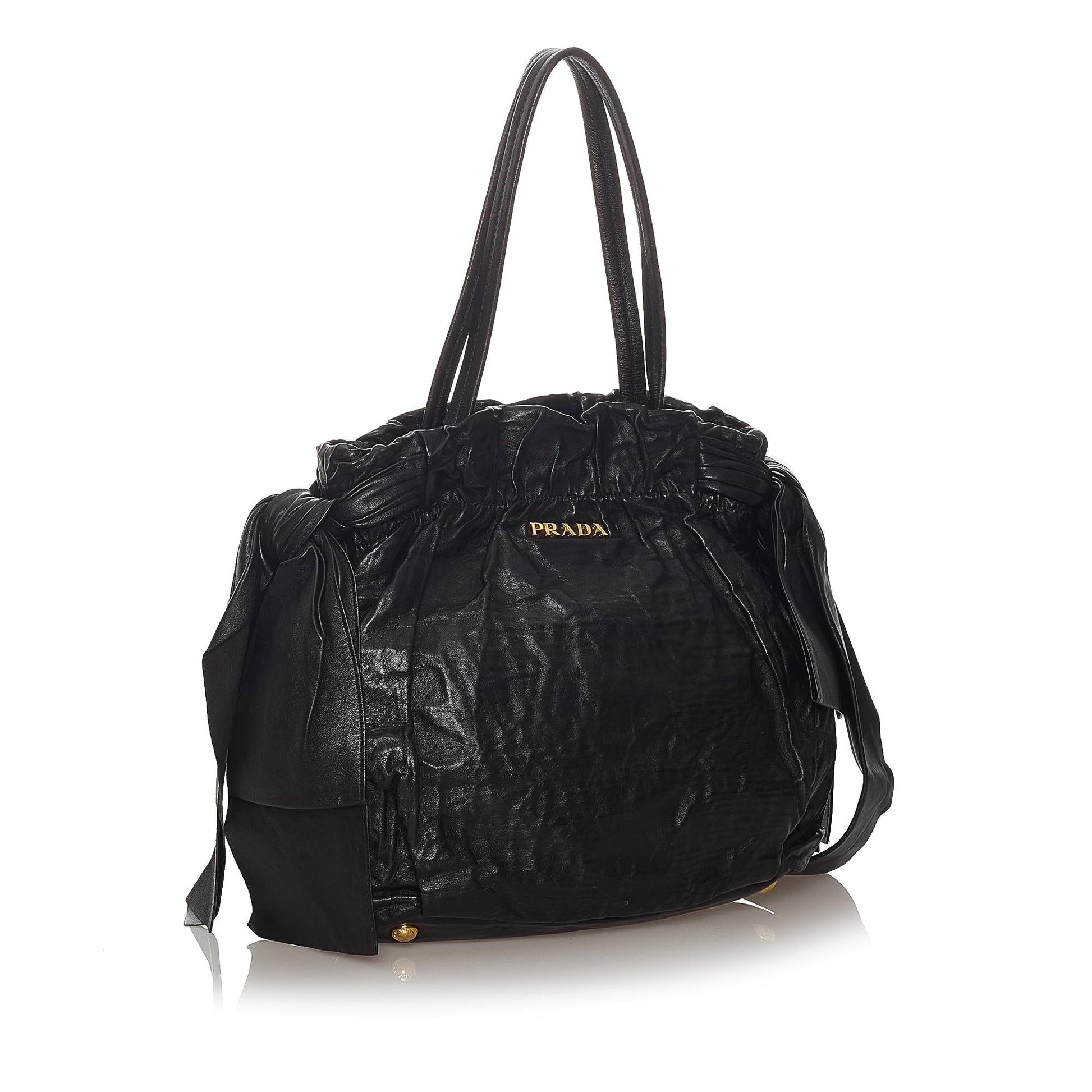 Prada Bow Shoulder Bag Shg Leather