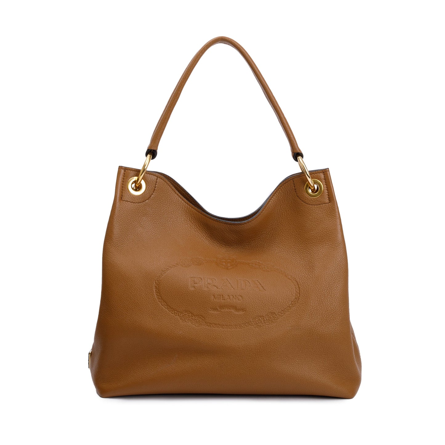 Prada Vitello Daino Hobo Bag Brown Medium Travel Bag