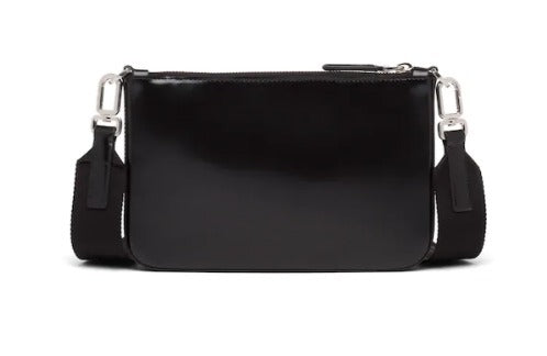 Brushed Shoulder Bag Leather Black