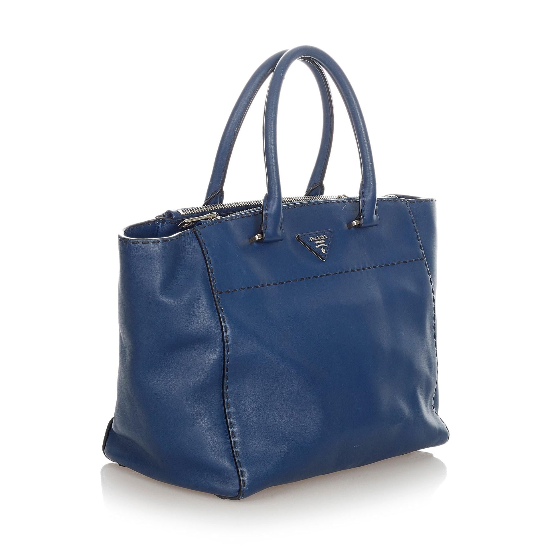 Prada Caflskin Stitched Tote Bag Shg
