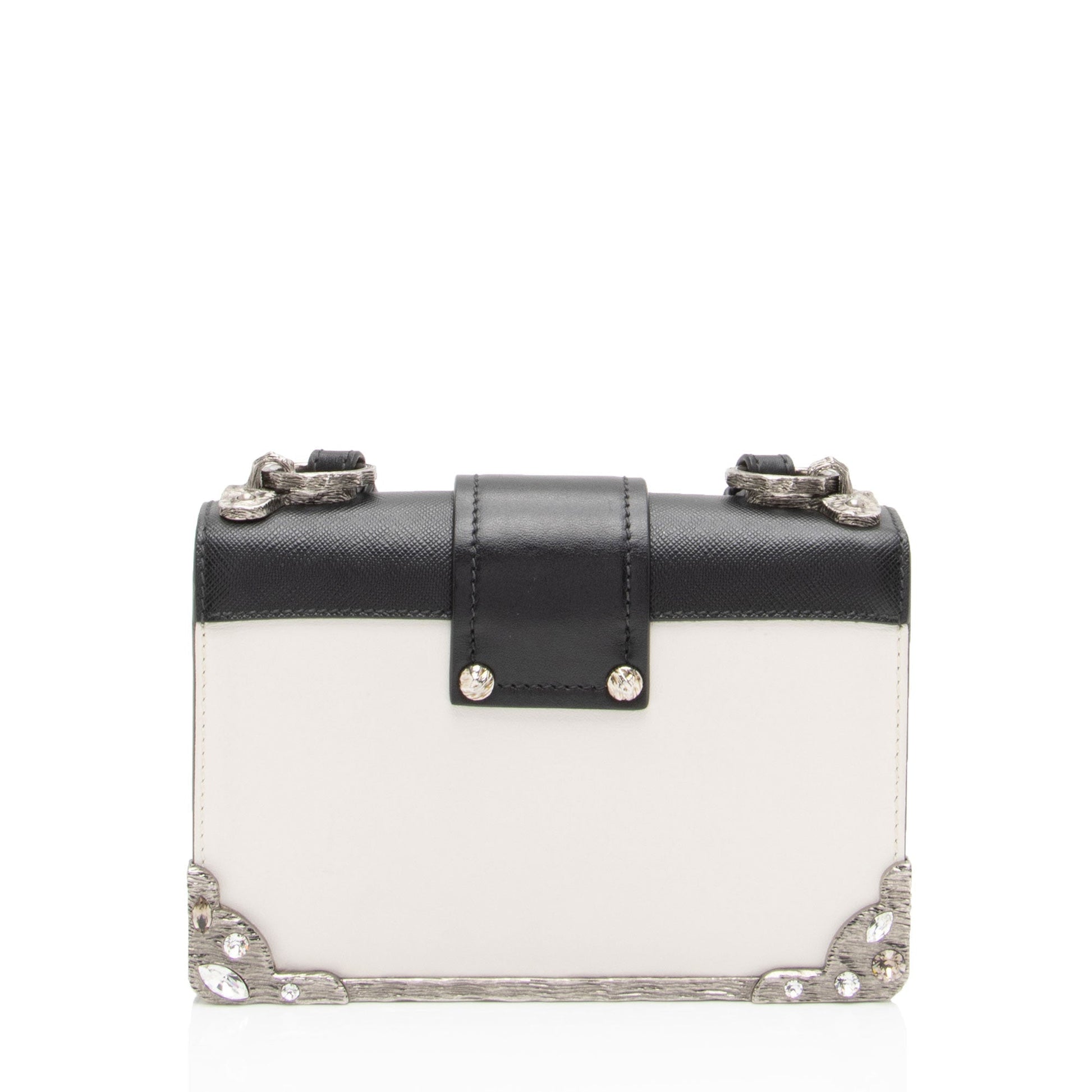 Prada Calfskin Crystal Cahier Shoulder Bag Shf Hlddcz