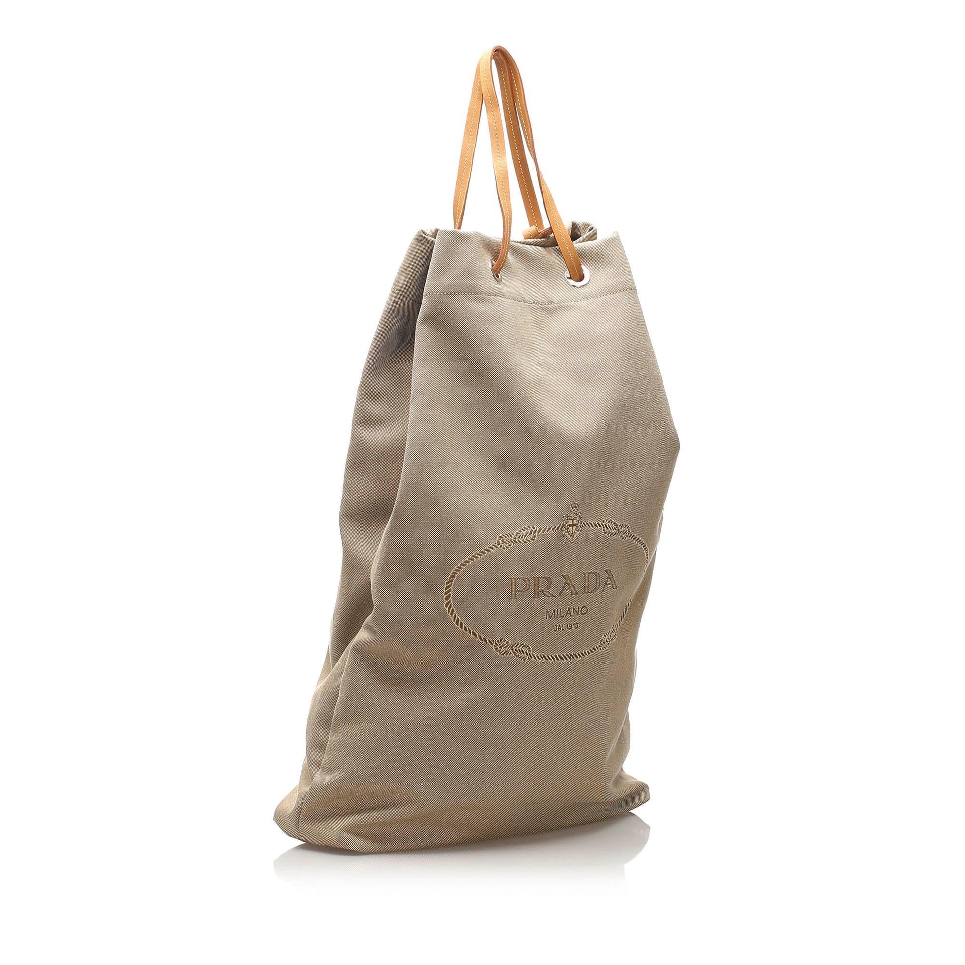 Prada Canapa Drawstring Bag Shg Canvas Bucket Shoulder Bag