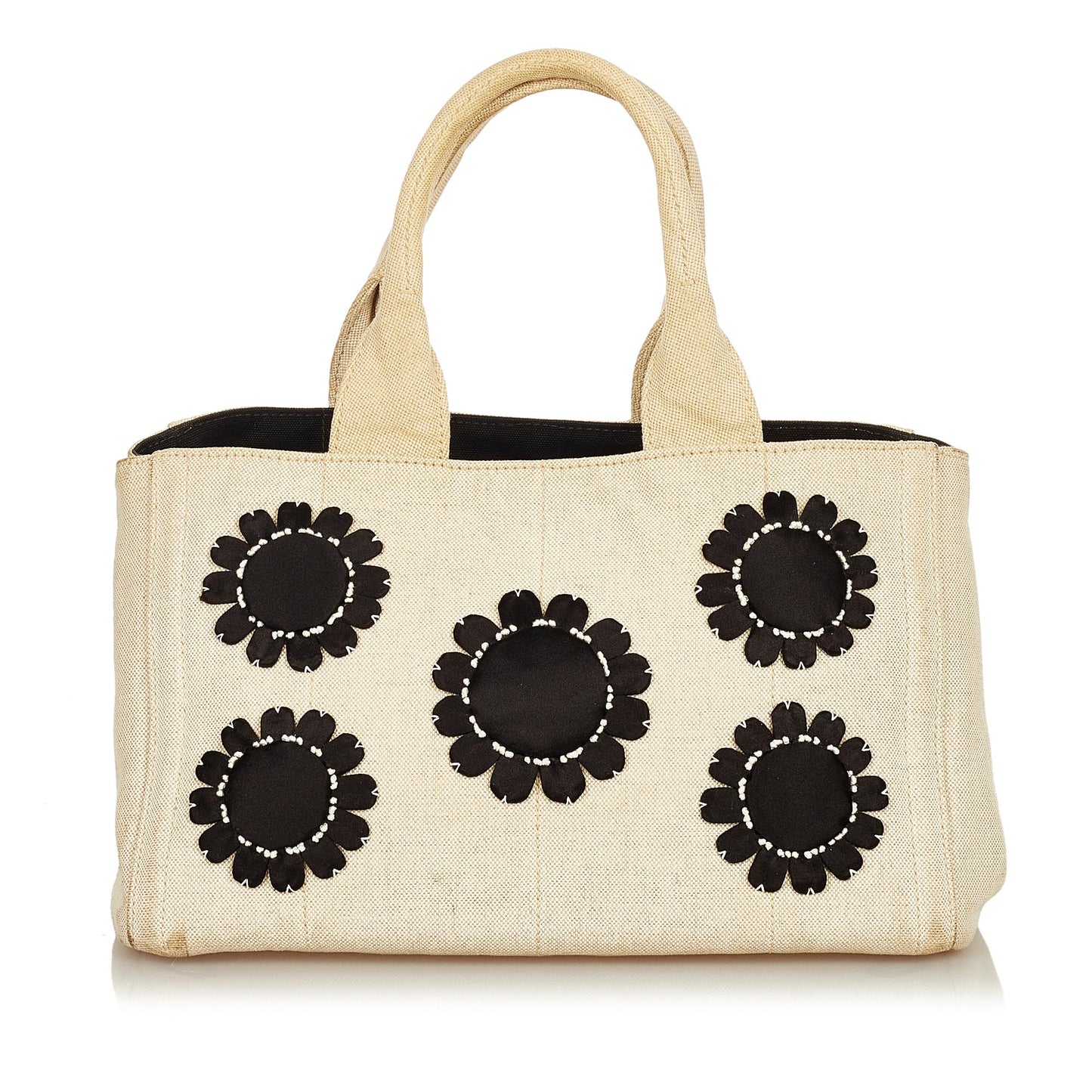 Prada Canapa Floral Handbag Shg Satchel Bag