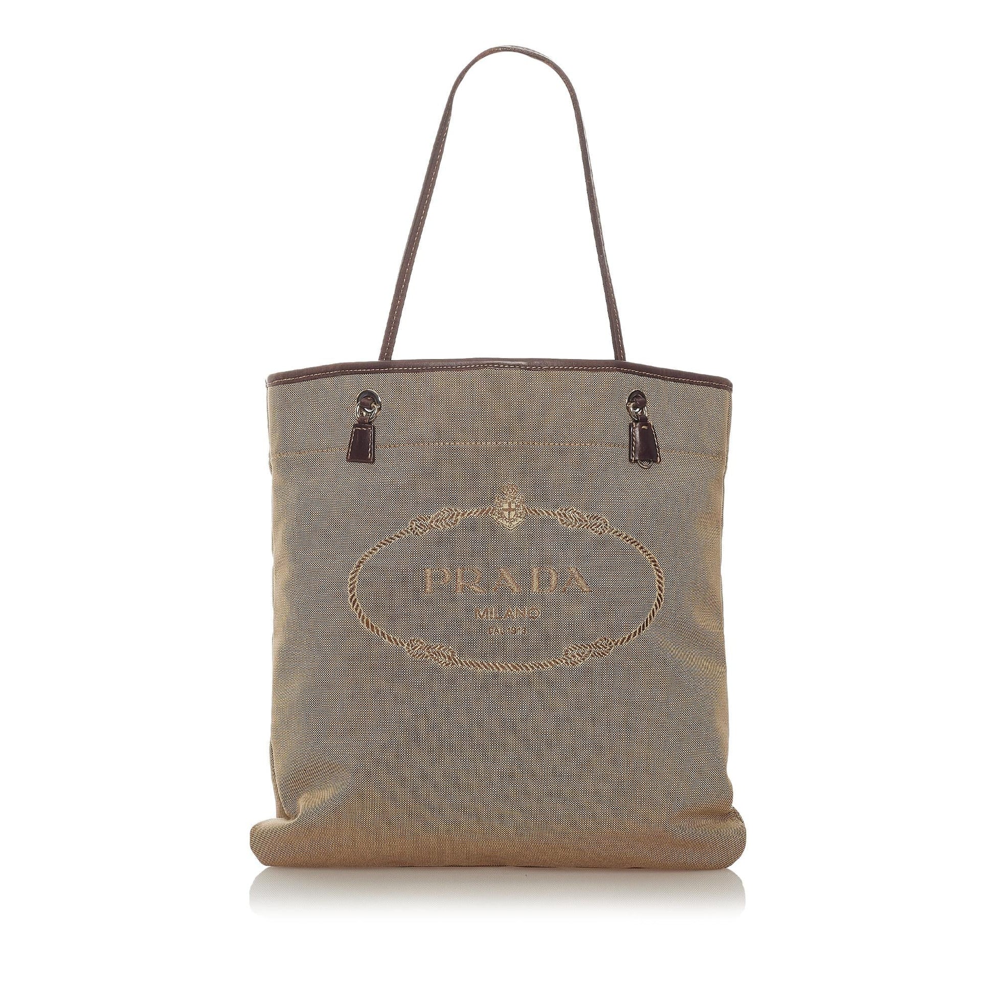 Prada Canapa Tote Bag Shg Canvas Logo