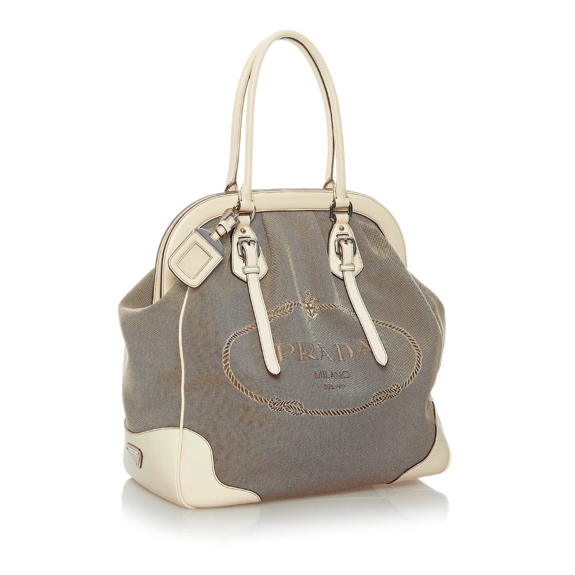 Prada Canapa Tote Bag Shg Canvas Logo Bag Shg 30280