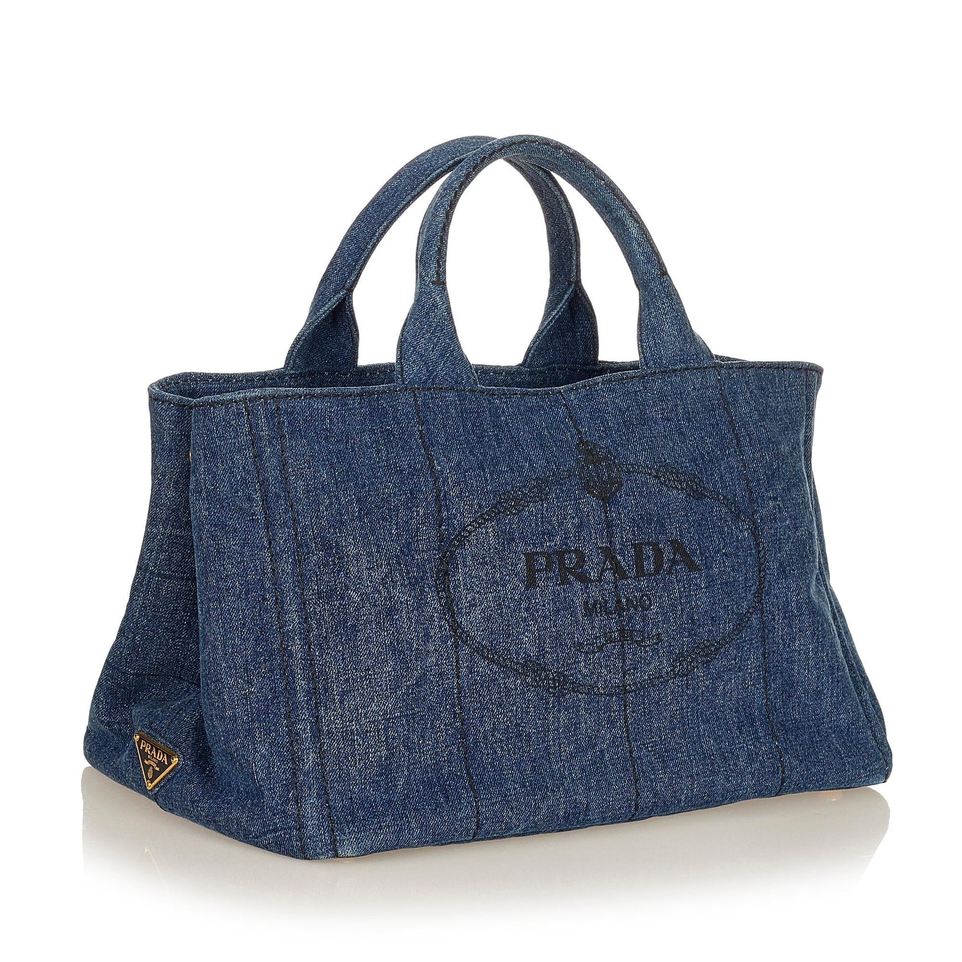 Prada Canapa Hanbag Shg Satchel Bag Denim Logo