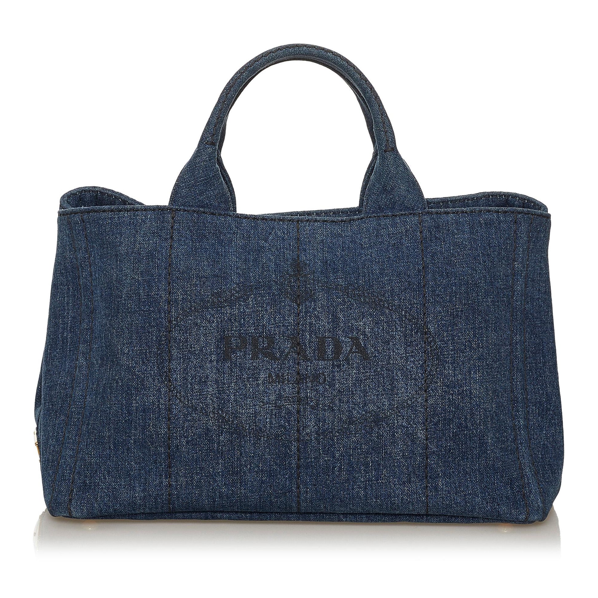 Prada Canapa Satchel Shg Denim Logo Satchel Bag