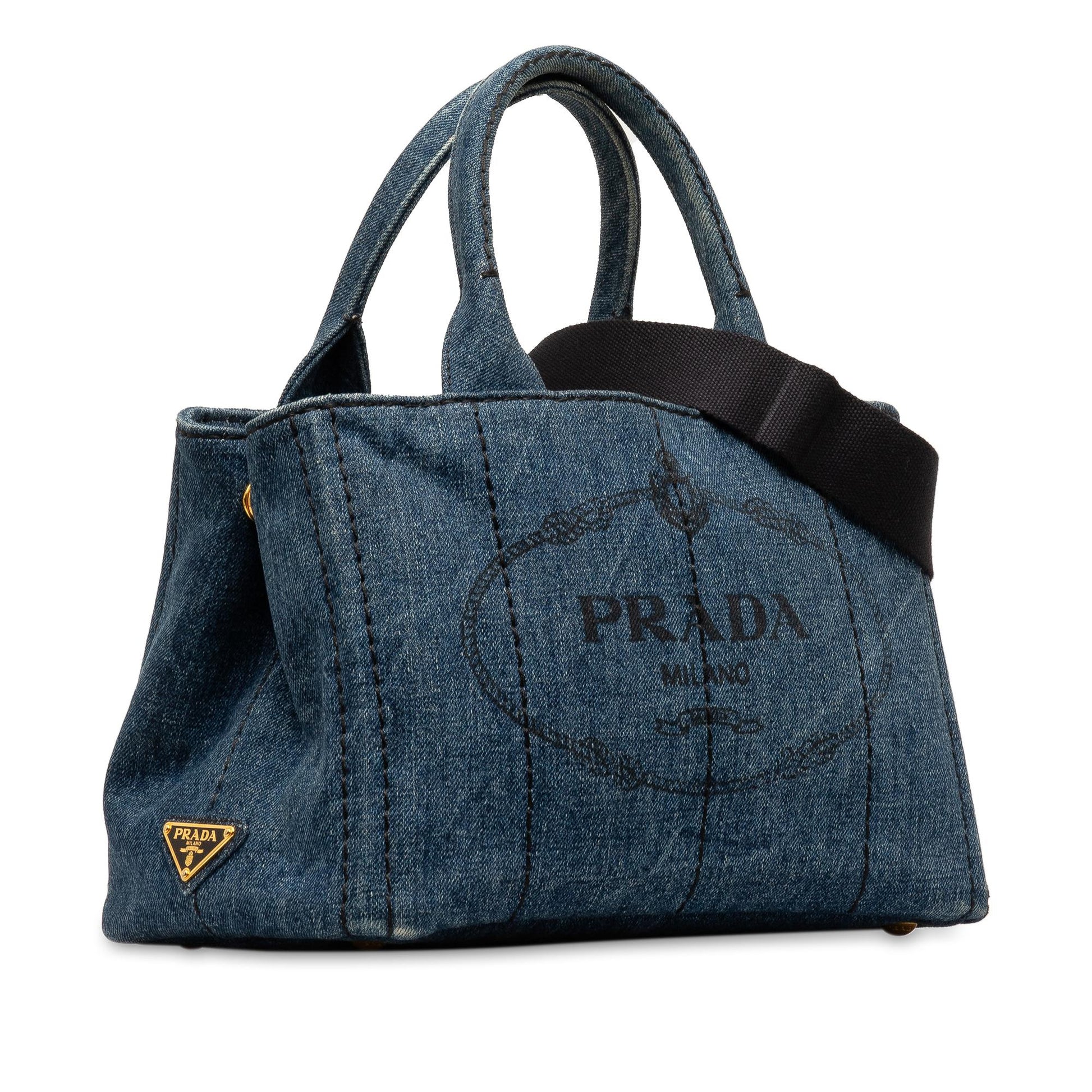 Prada Canapa Satchel Shg Retvcf Denim Logo Satchel Bag