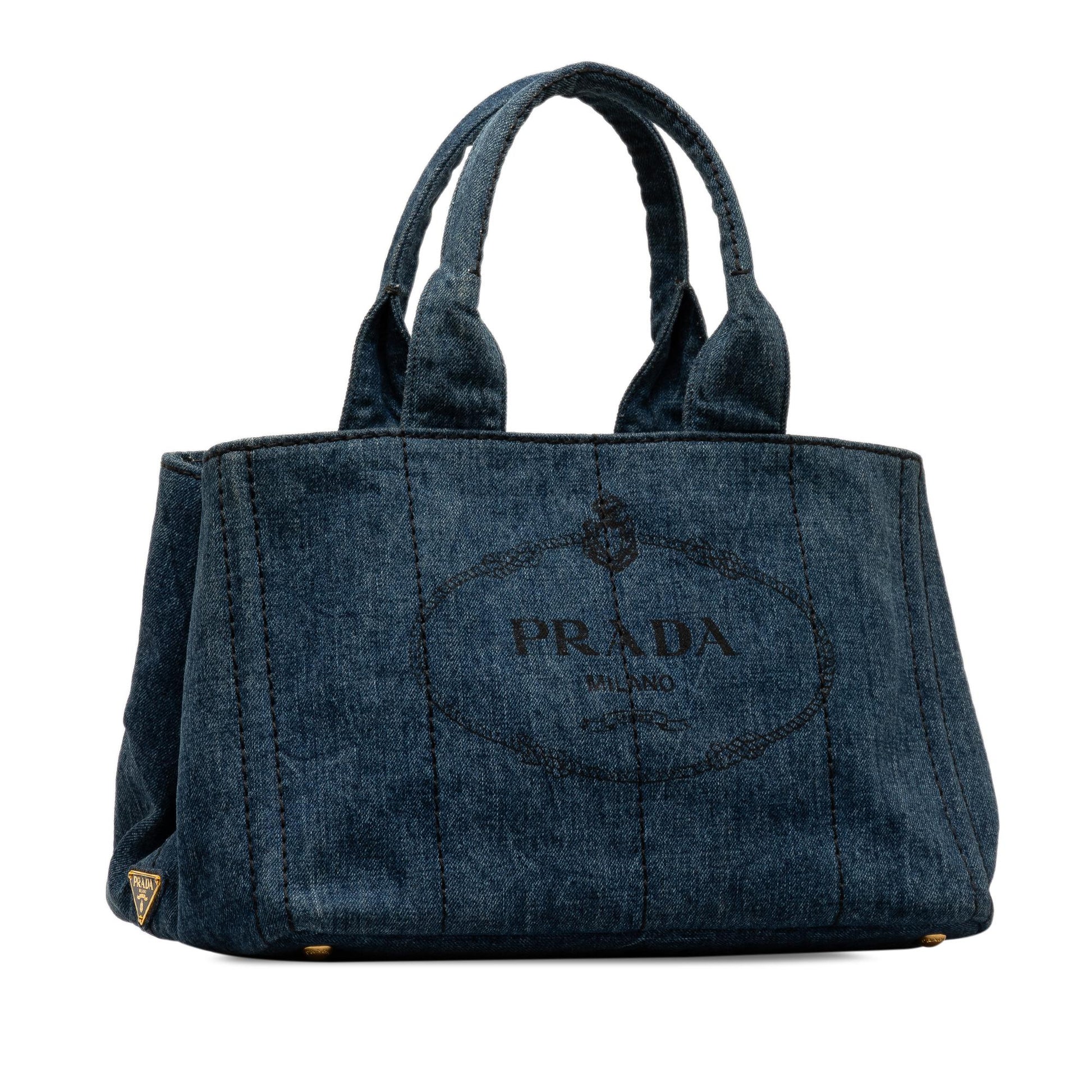 Prada Canapa Satchel Shg Zkv8Iu Denim Logo Satchel Bag