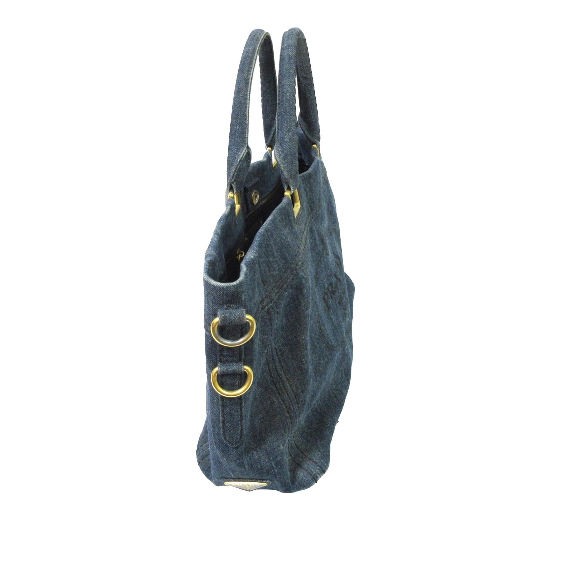 Prada Canapa Satchel Shg 95Fgvv Denim Logo Satchel Bag