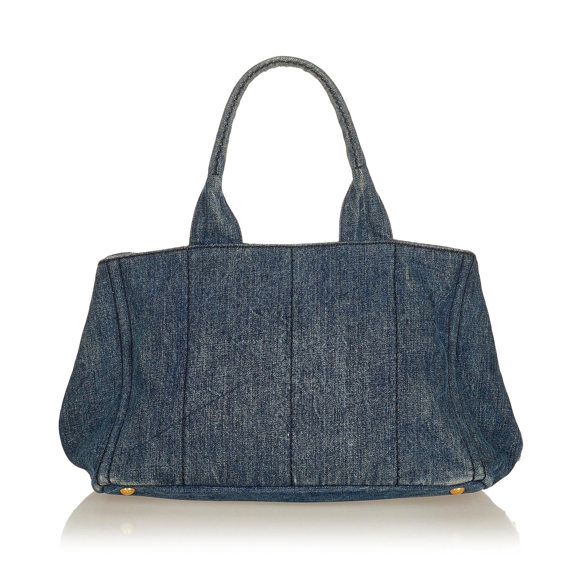 Prada Canapa Tote Bag Shg Denim Logo