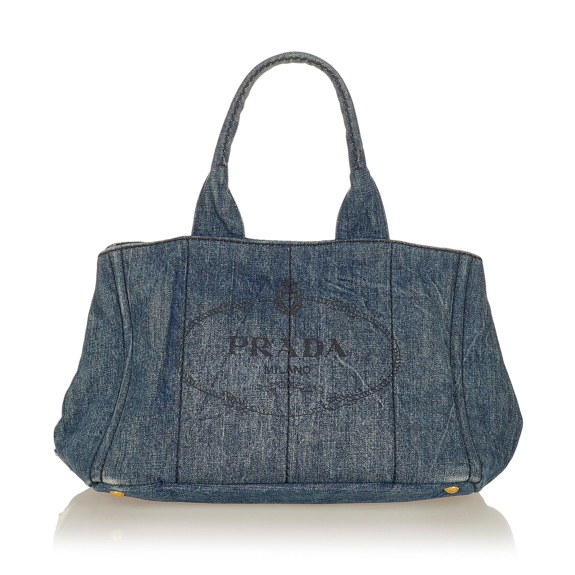 Prada Canapa Tote Bag Shg Denim Logo