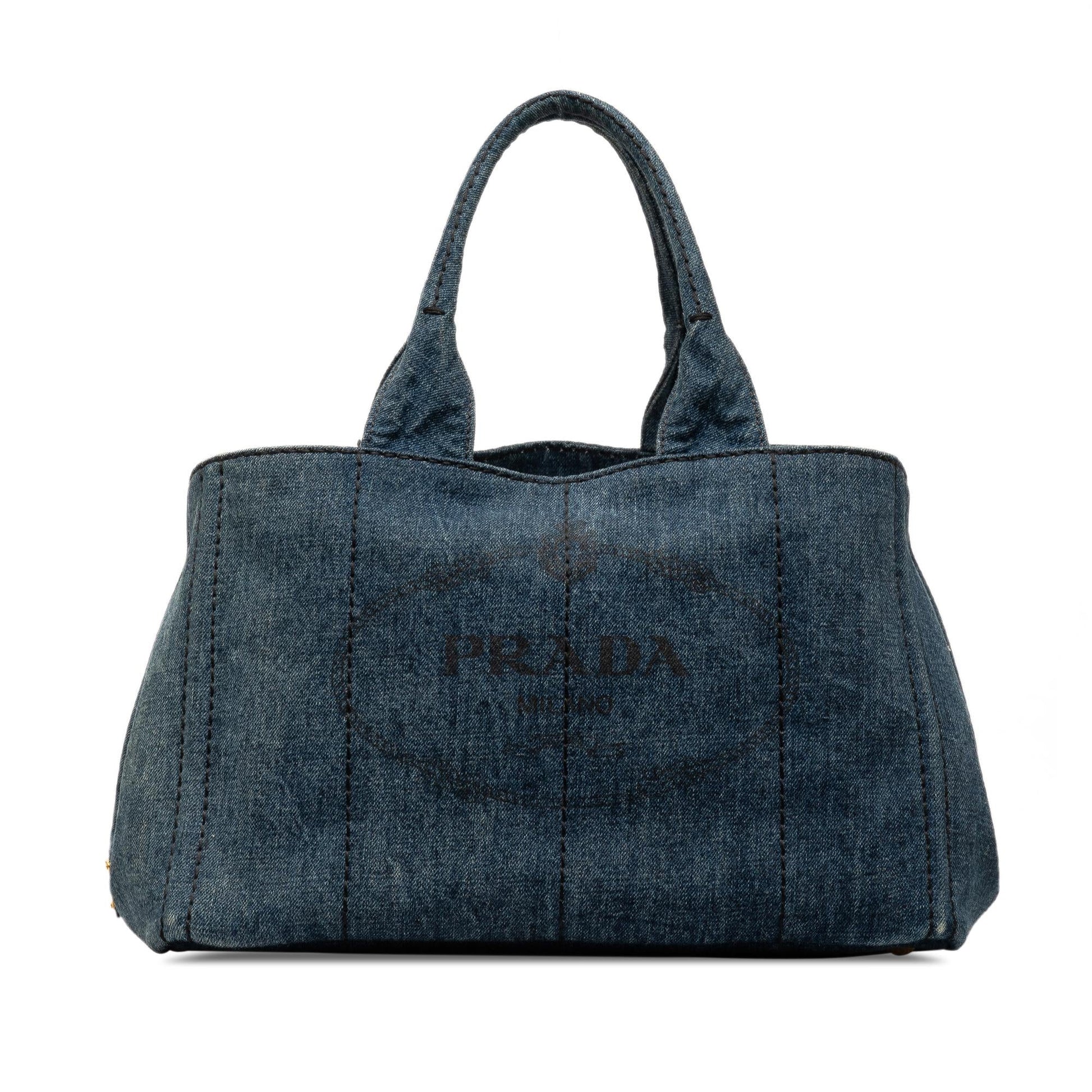 Prada Canapa Tote Bag Shg Cat296 Denim Logo
