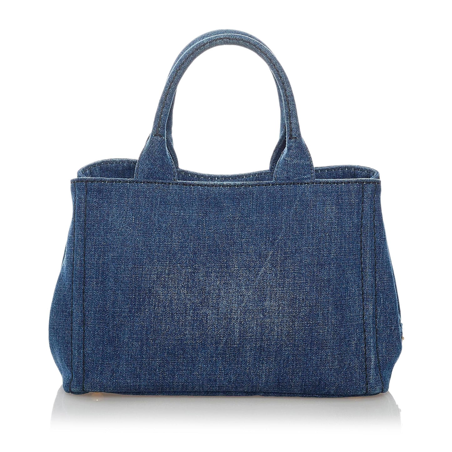 Prada Canapa Tote Shg Denim Logo Tote Bag