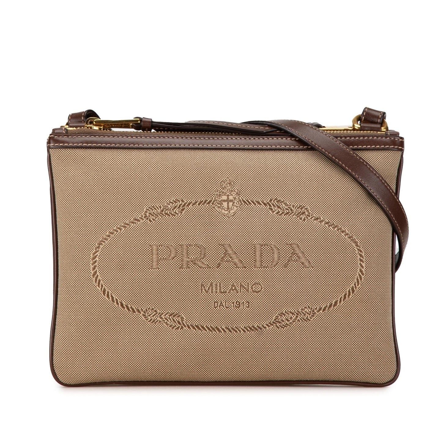Prada Canapa Double Crossbody Shg Temcp3 Logo Zip Crossbody Bag