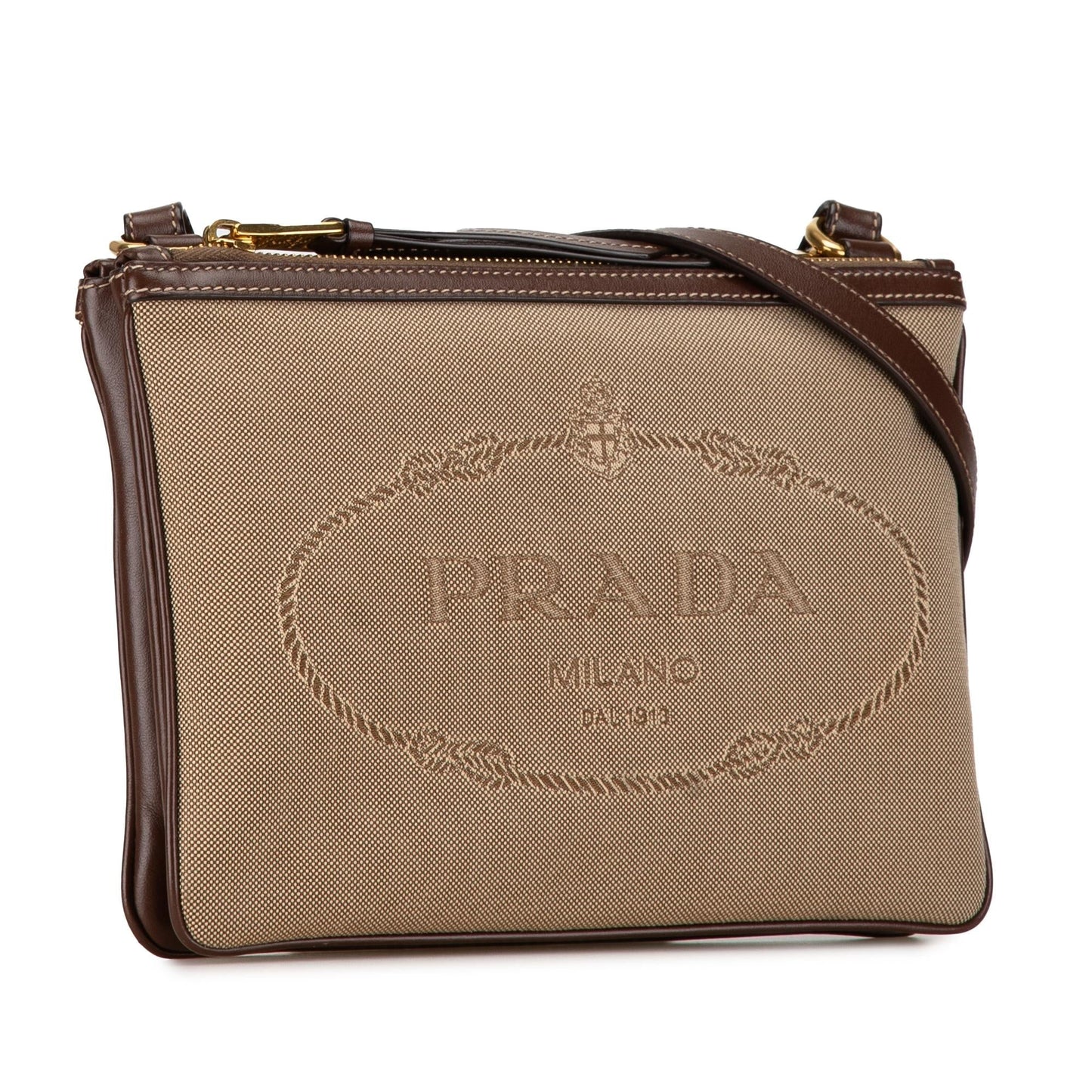 Prada Canapa Double Crossbody Shg Temcp3 Logo Zip Crossbody Bag