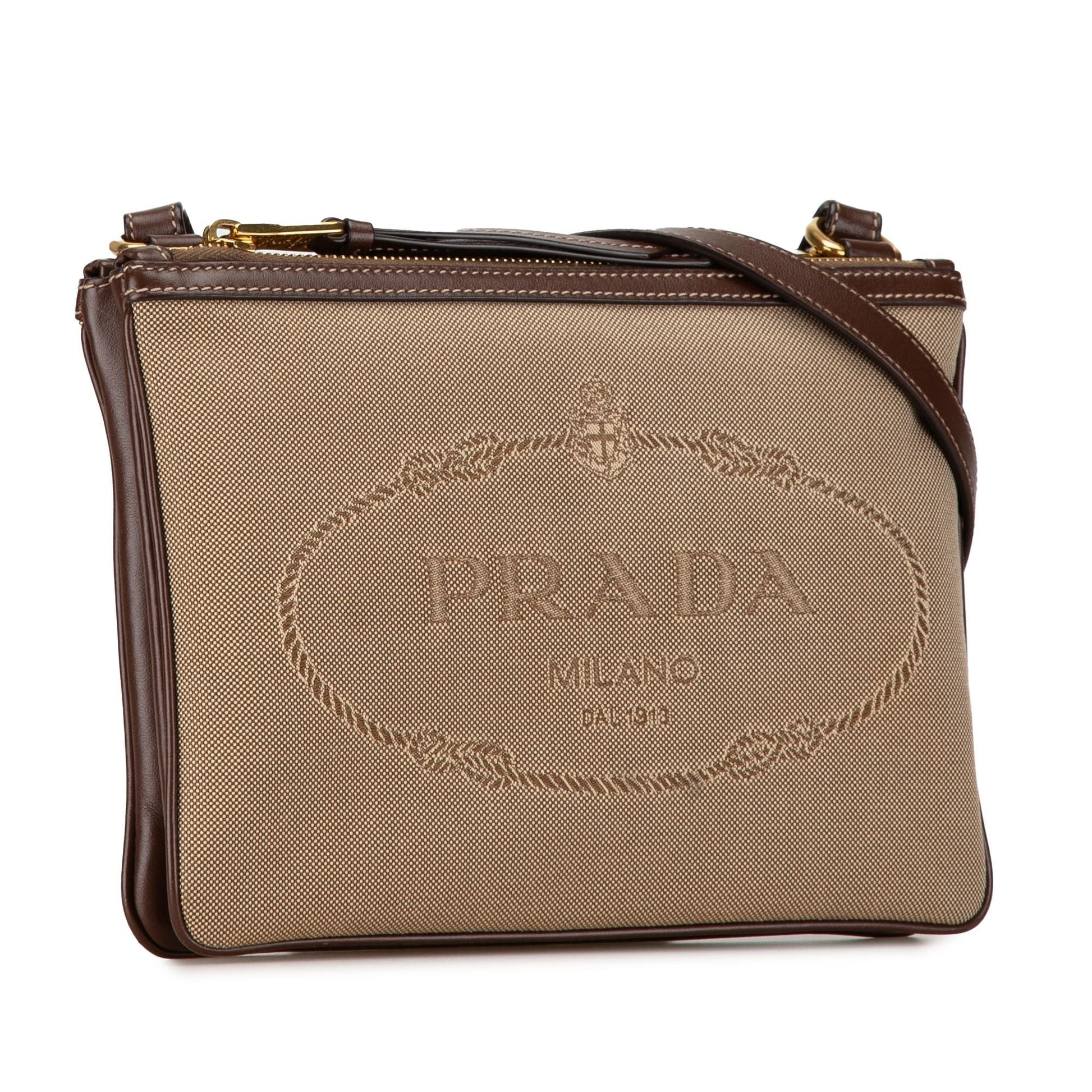 Prada Canapa Double Crossbody Shg Temcp3 Logo Zip Crossbody Bag