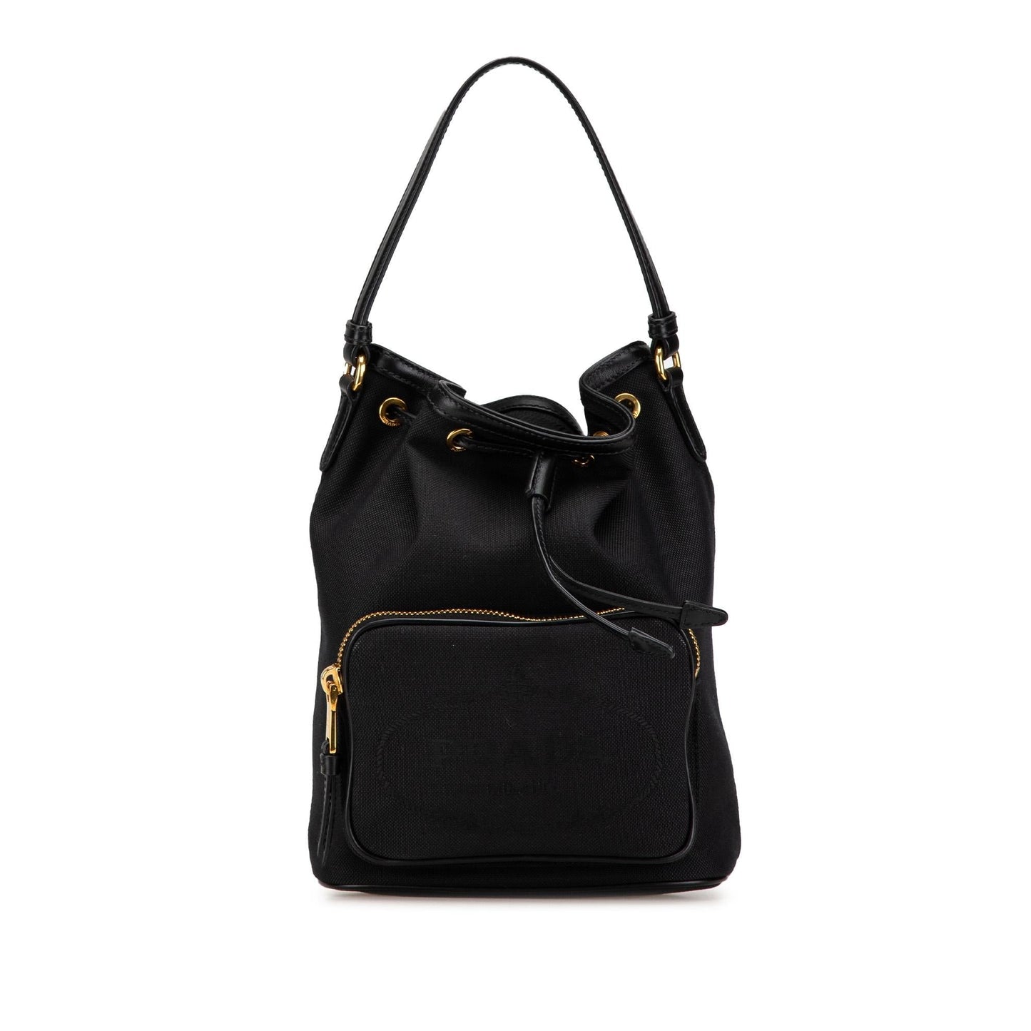 Prada Canapa Duet Bag Logo Bucket Shoulder Bag