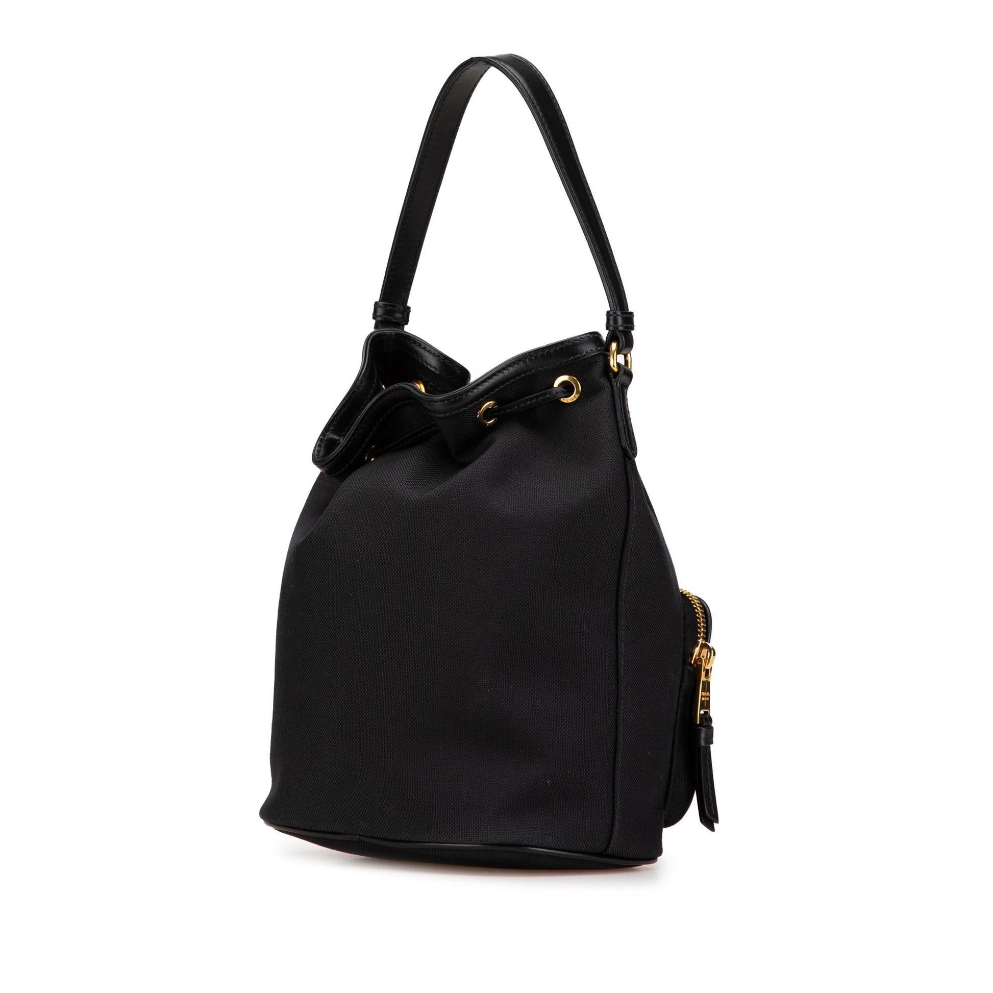 Prada Canapa Duet Bag Logo Bucket Shoulder Bag
