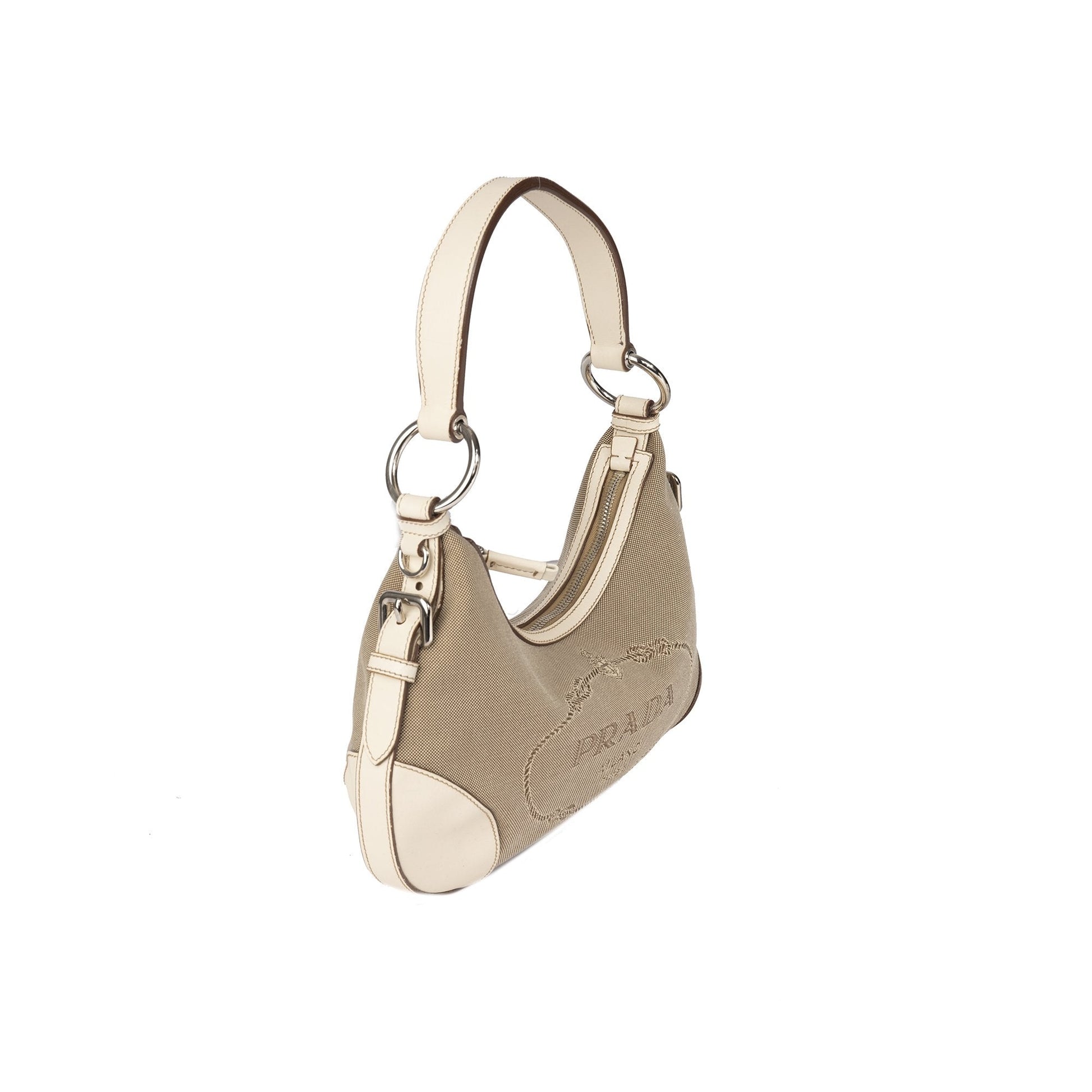 Prada Canapa Hobo Handbag Logo Travel Bag