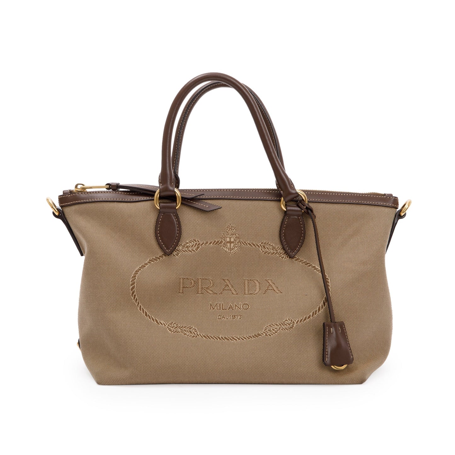 Prada Canapa Jacquard Tote Handbag Logo Tote Bag