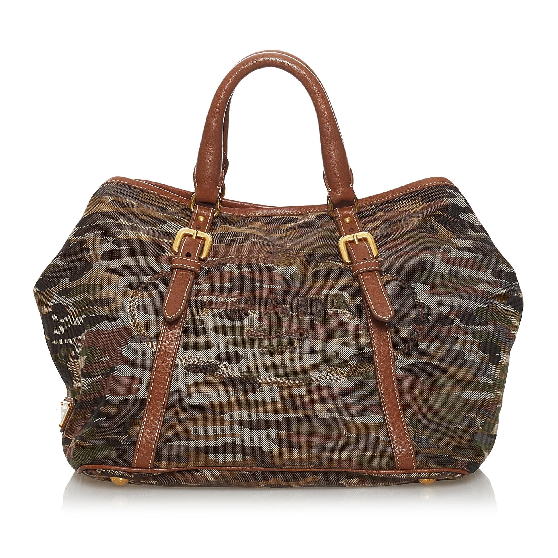 Prada Canapa Printed Satchel Shg Canvas Logo Satchel Bag