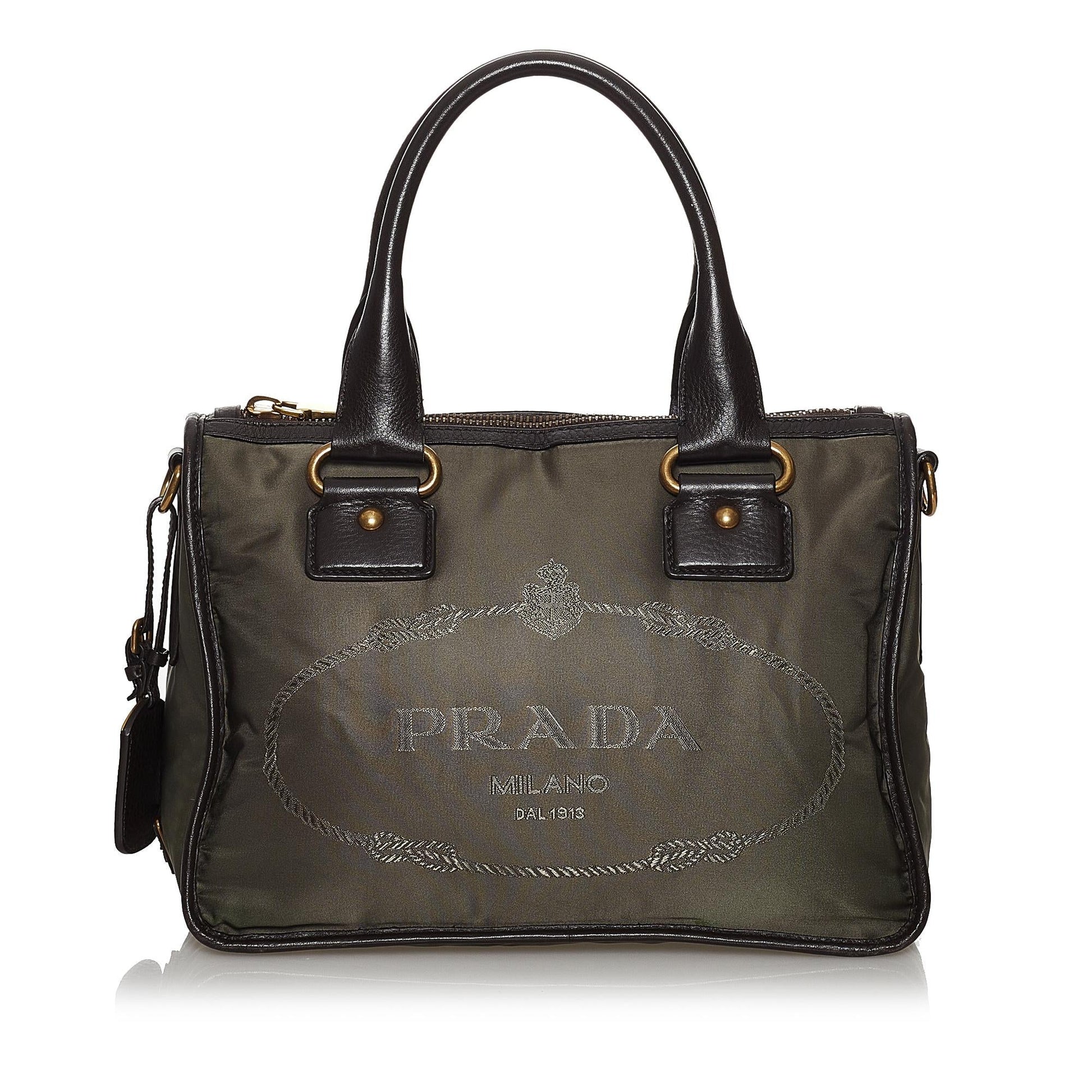 Prada Canapa Tessuto Satchel Shg Logo Satchel Bag