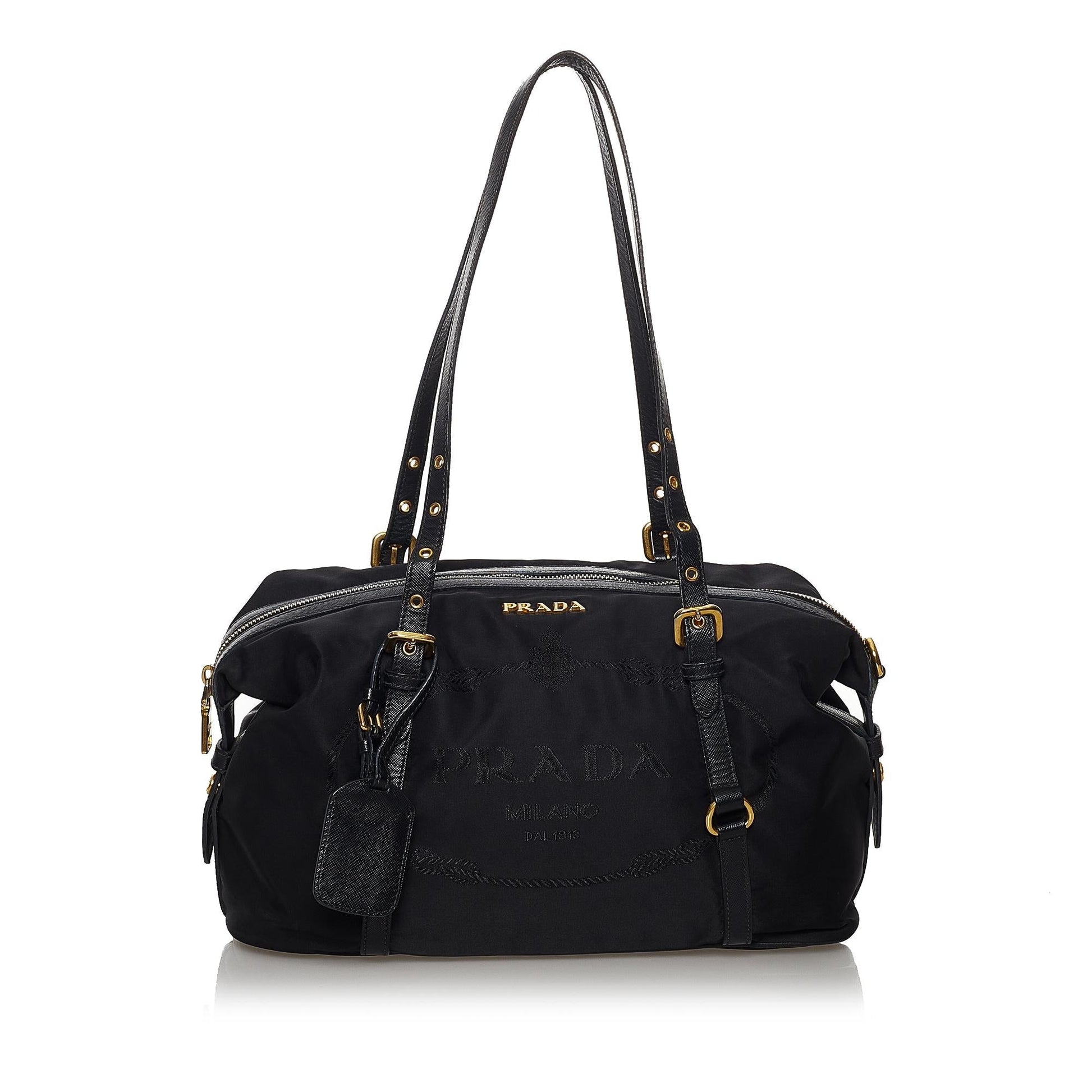 Prada Canapa Tessuto Shoulder Bag Shg Logo