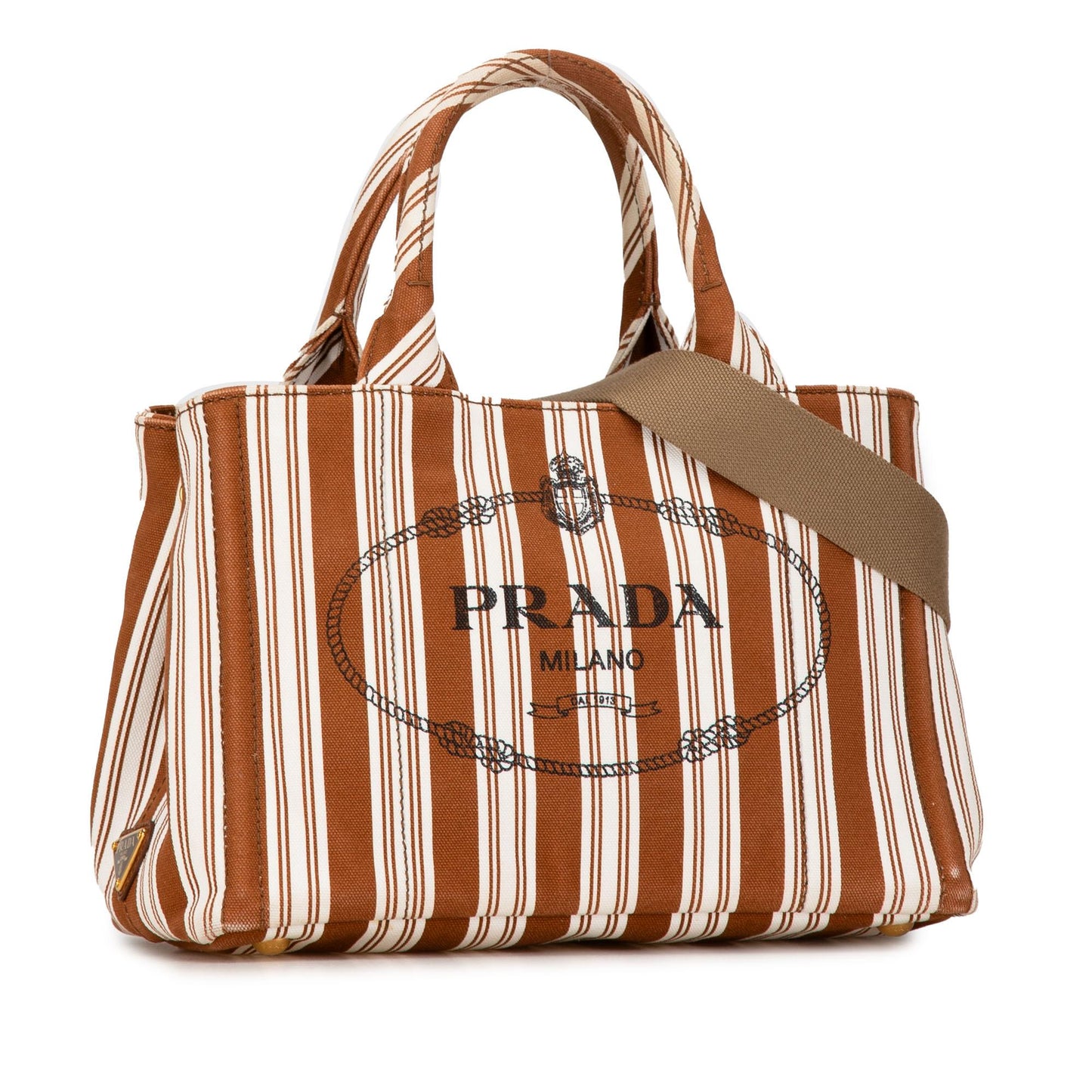 Prada Canapa Righe Satchel Shg Cskomx Logo Satchel Bag