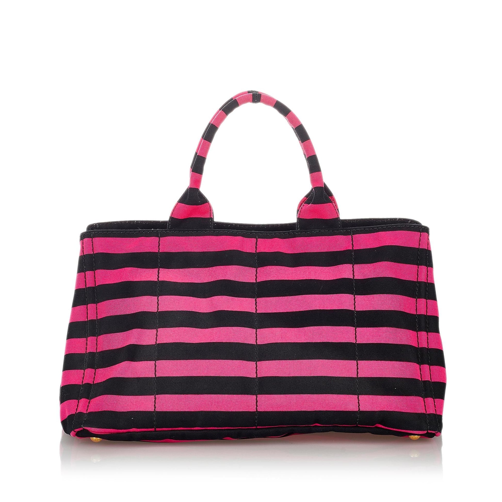 Prada Canapa Righe Stripe Tote Bag Shg
