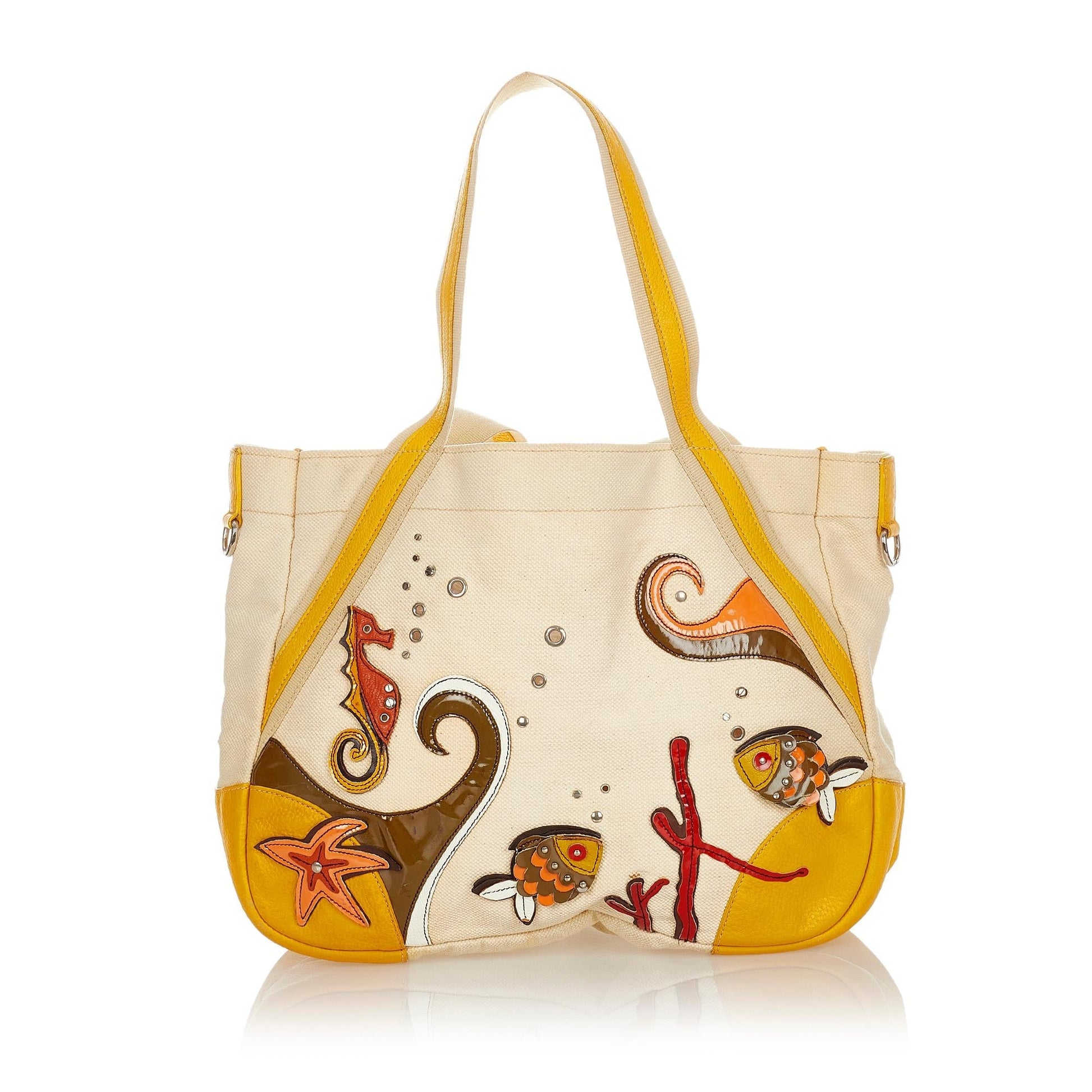 Prada Canapa Sea Life Tote Bag Shg Shoulder Bag