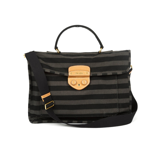 Prada Canapa Stripe Messenger Bag Travel Bag