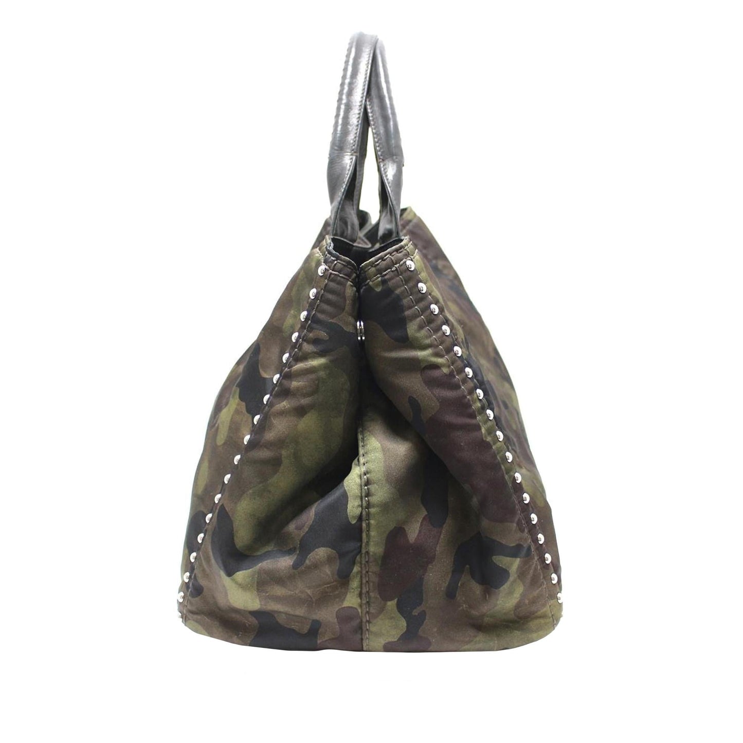 Prada Canapa Studded Camouflage Tote Shg Gsj4Ov Tote Bag
