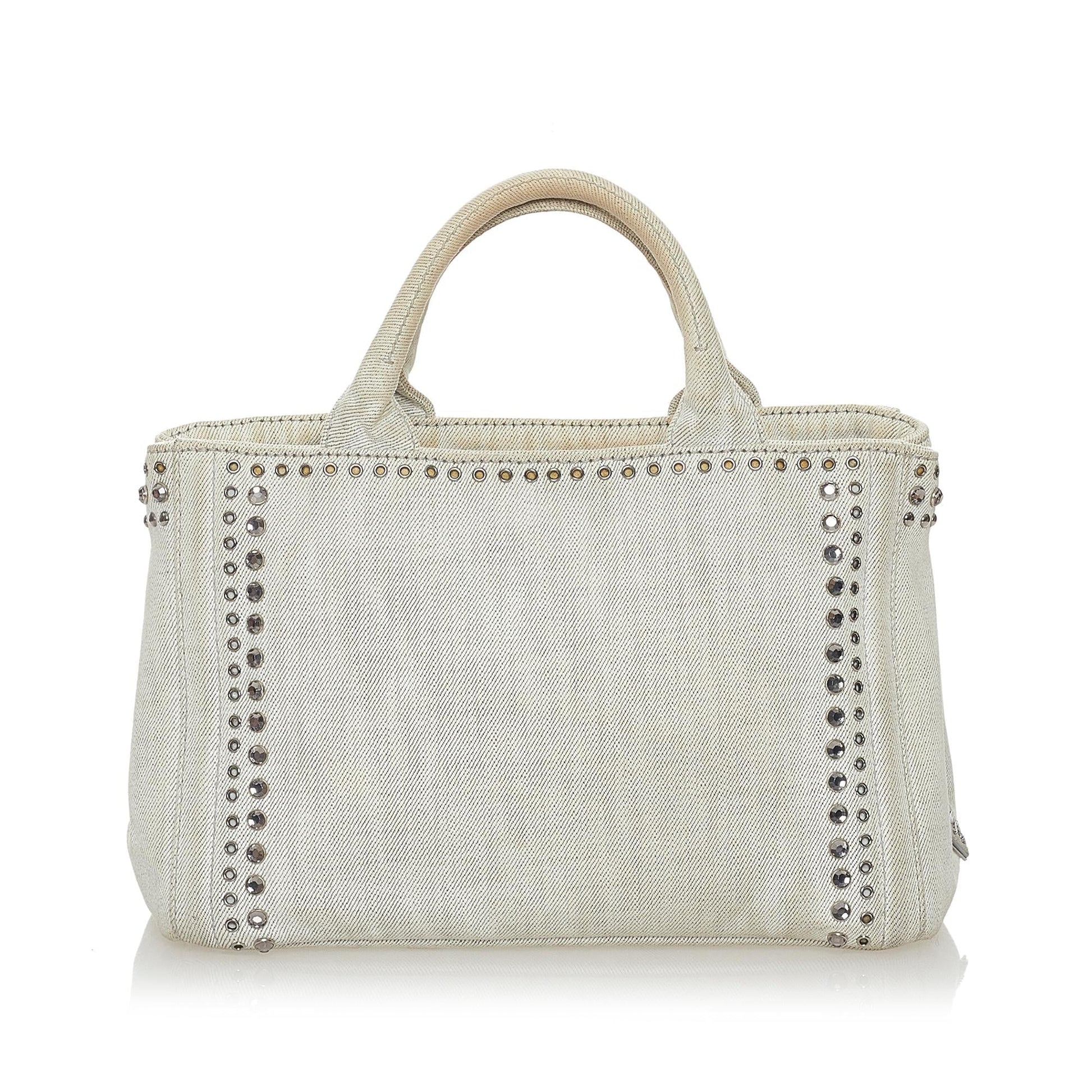 Prada Canapa Studded Satchel Shg Canvas Satchel Bag Satchel Shg 28076