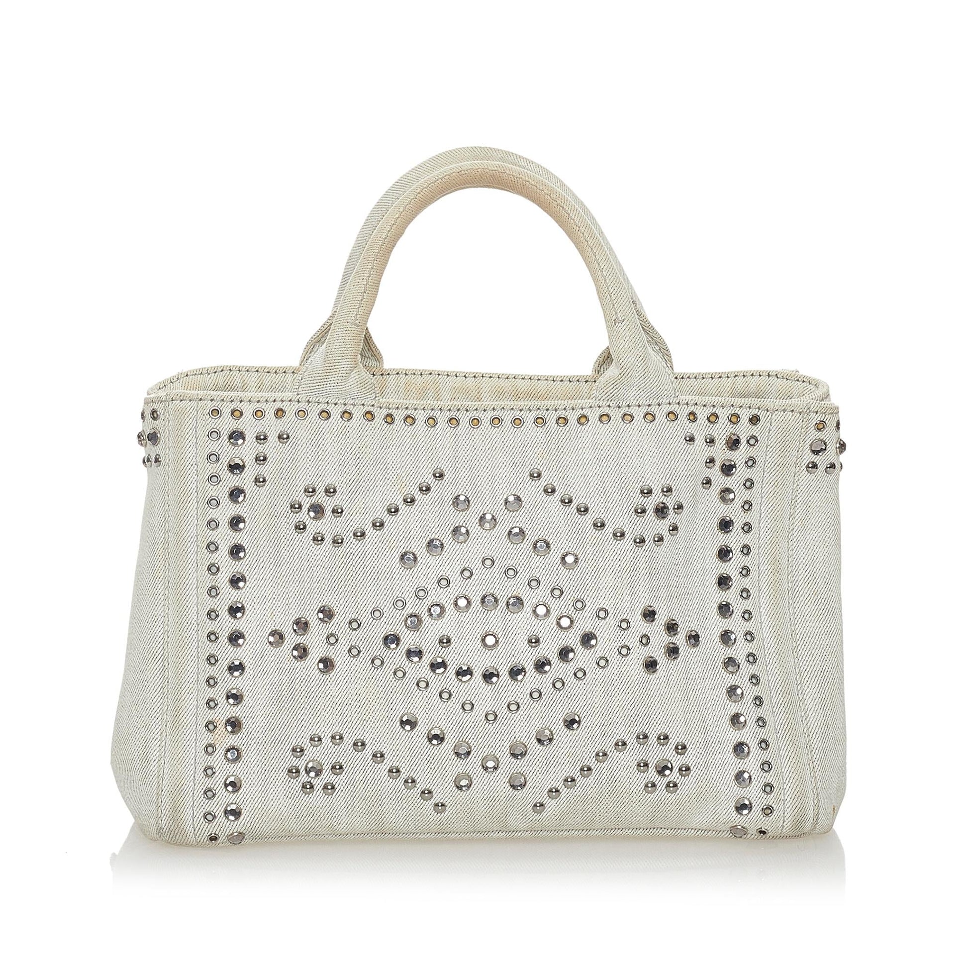 Prada Canapa Studded Satchel Shg Canvas Satchel Bag Satchel Shg 28076
