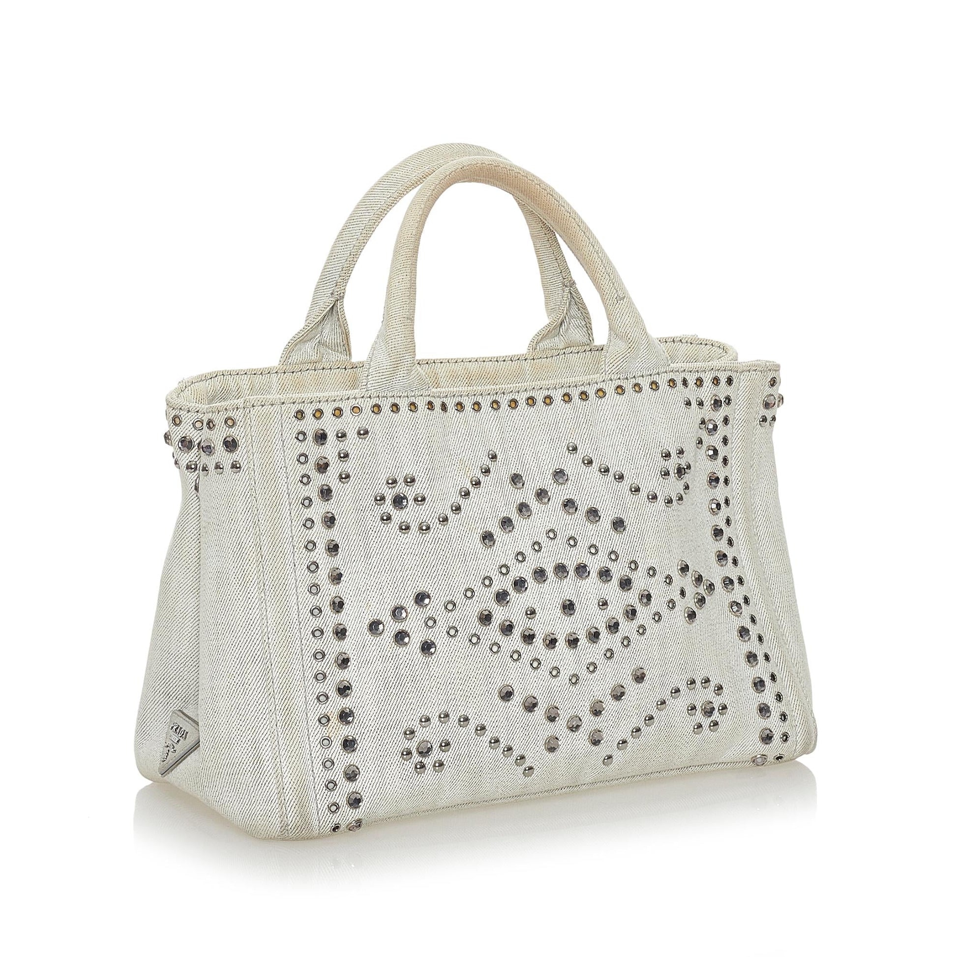 Prada Canapa Studded Satchel Shg Canvas Satchel Bag Satchel Shg 28076