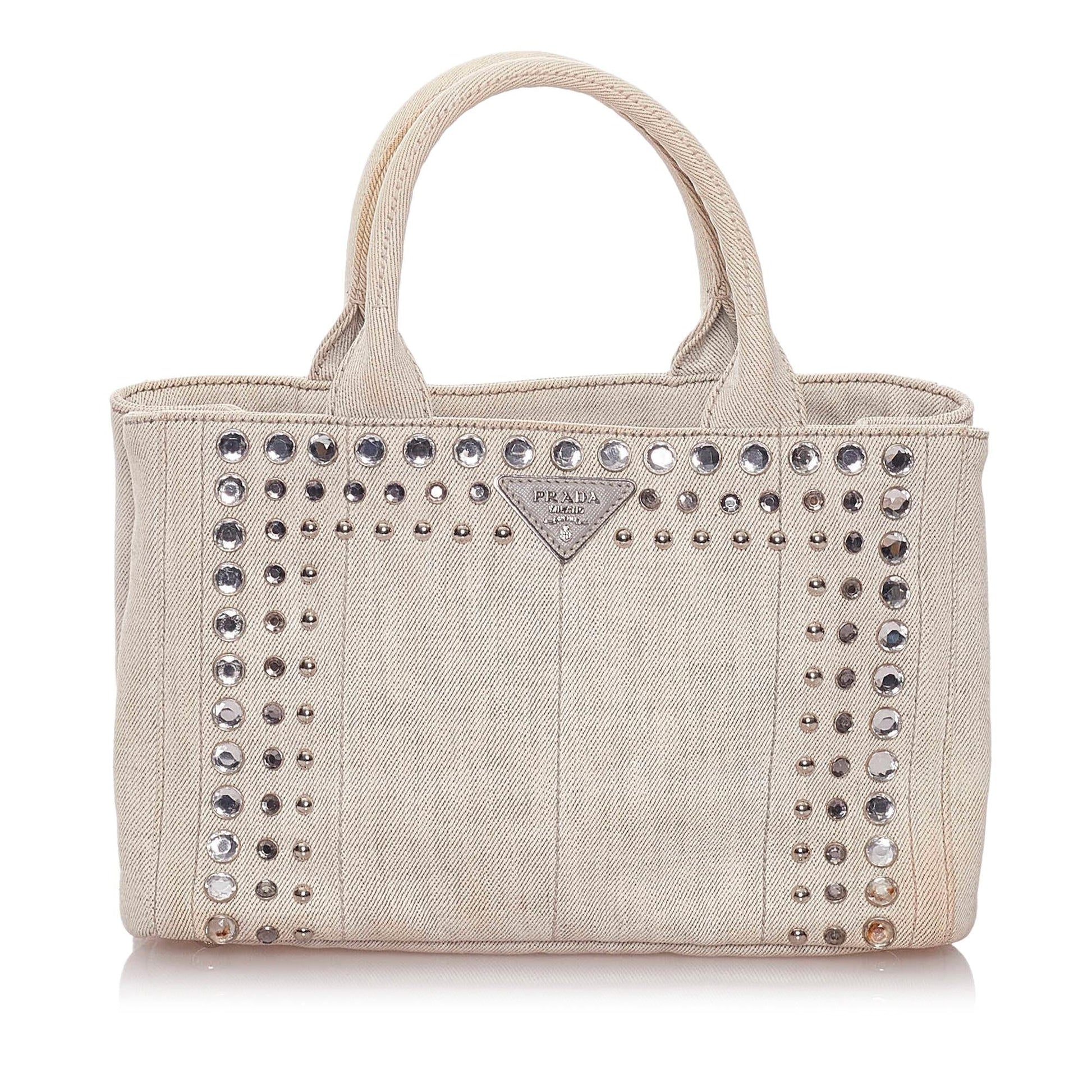 Prada Canapa Studded Satchel Shg Canvas Satchel Bag Satchel Shg 28199