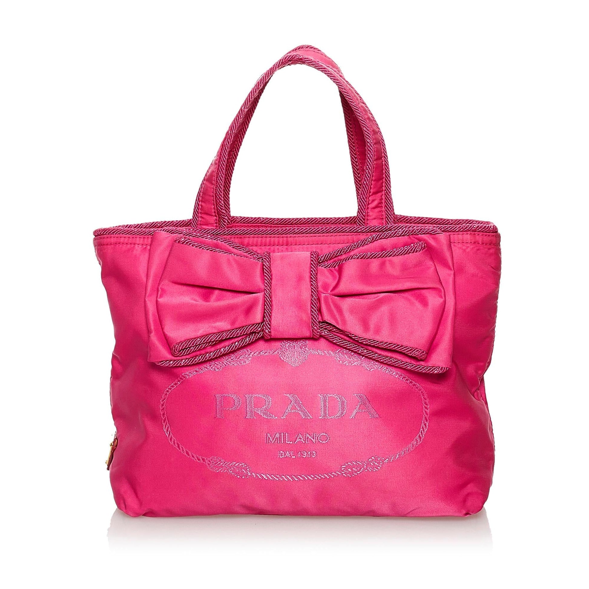 Prada Canapa Tessuto Bow Handbag Shg Satchel Bag