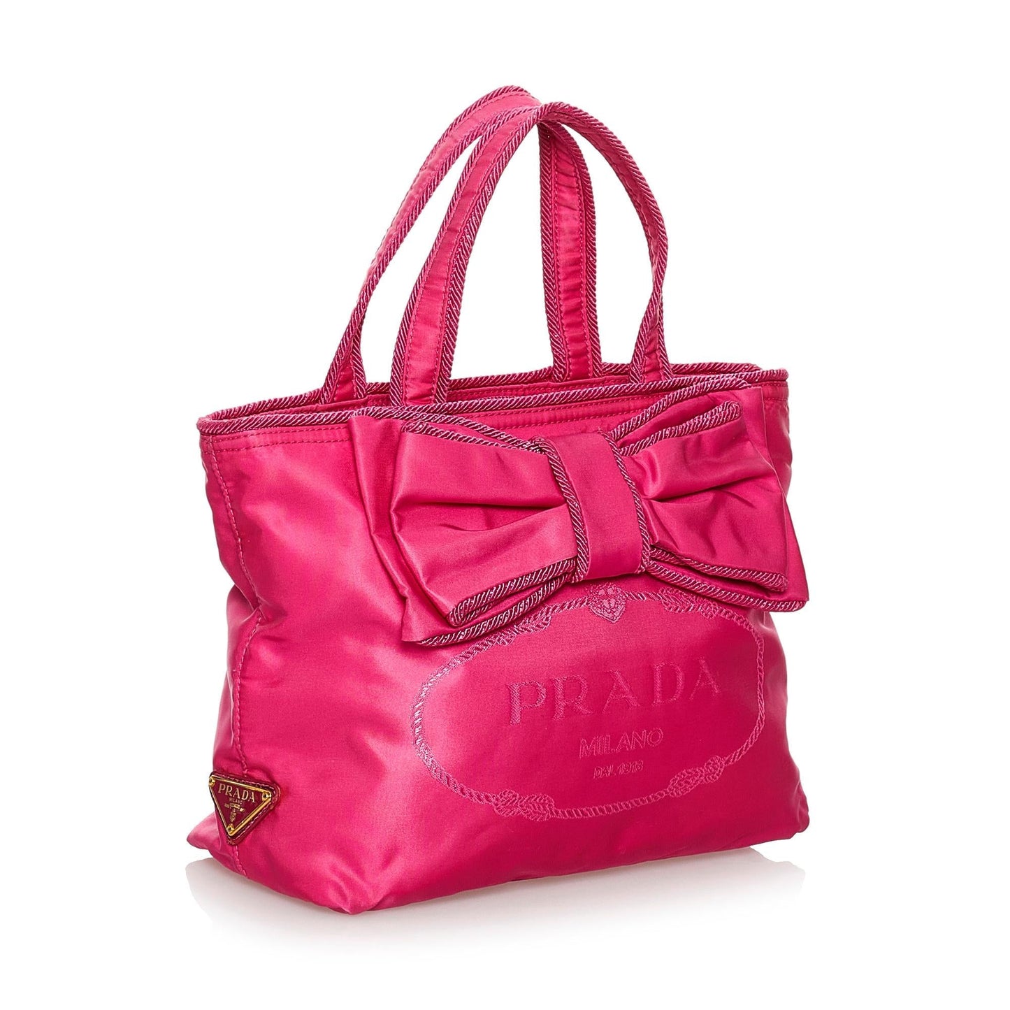 Prada Canapa Tessuto Bow Handbag Shg Satchel Bag