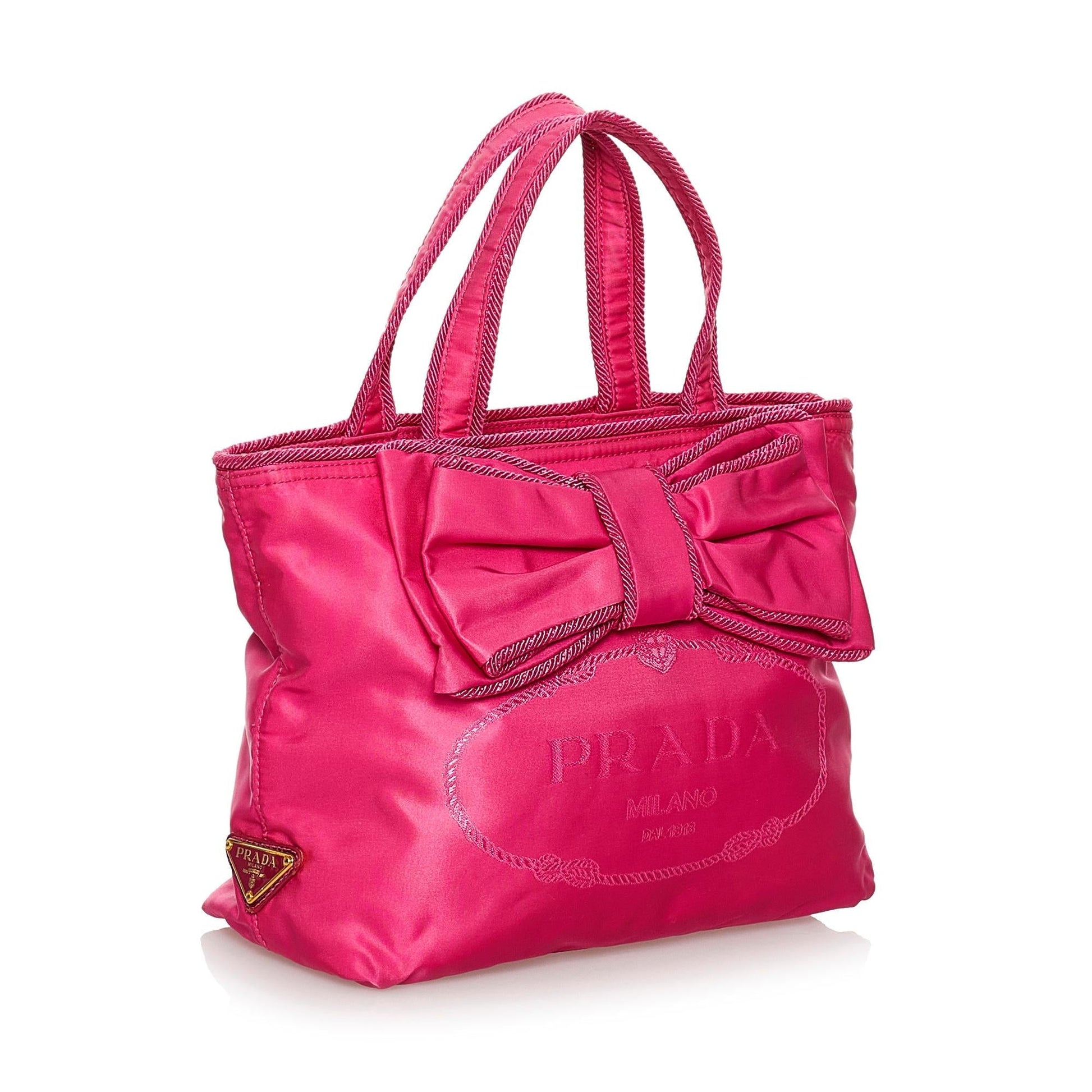 Prada Canapa Tessuto Bow Handbag Shg Satchel Bag