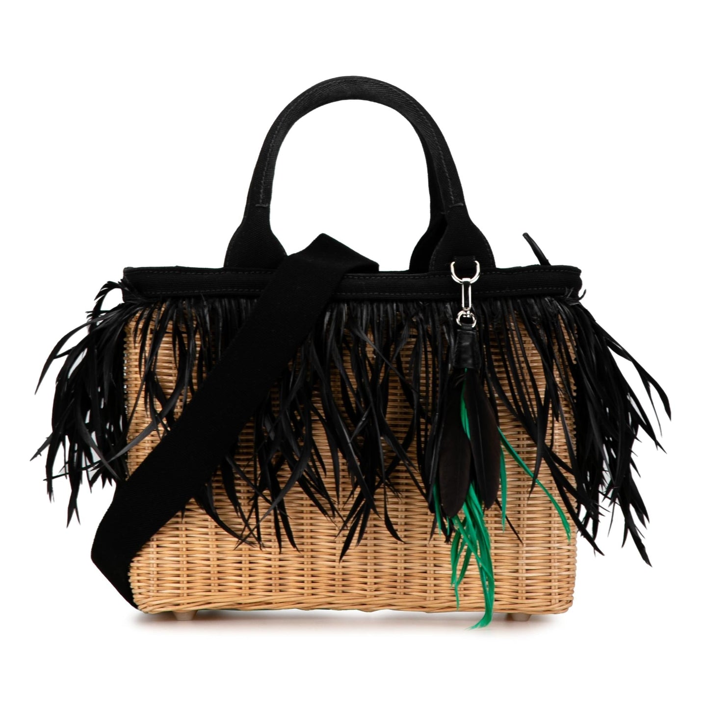 Prada Canapa Trimmed Feather Midollino Satchel Shg Ojnq0U Satchel Bag