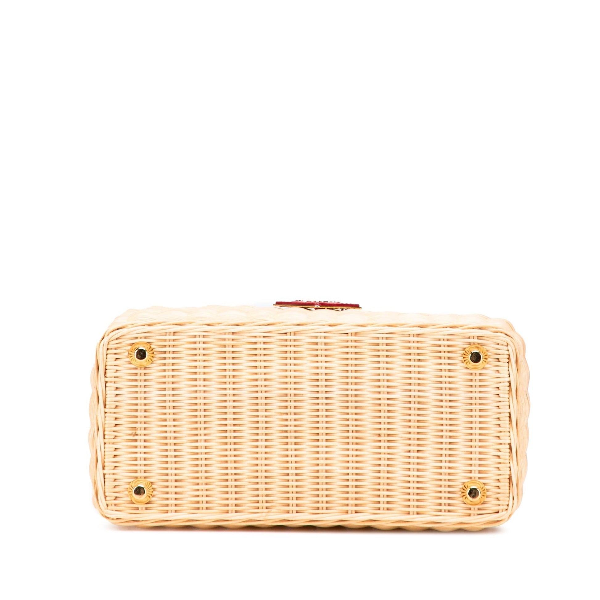 Prada Canapa Trimmed Midollino Satchel Satchel Bag