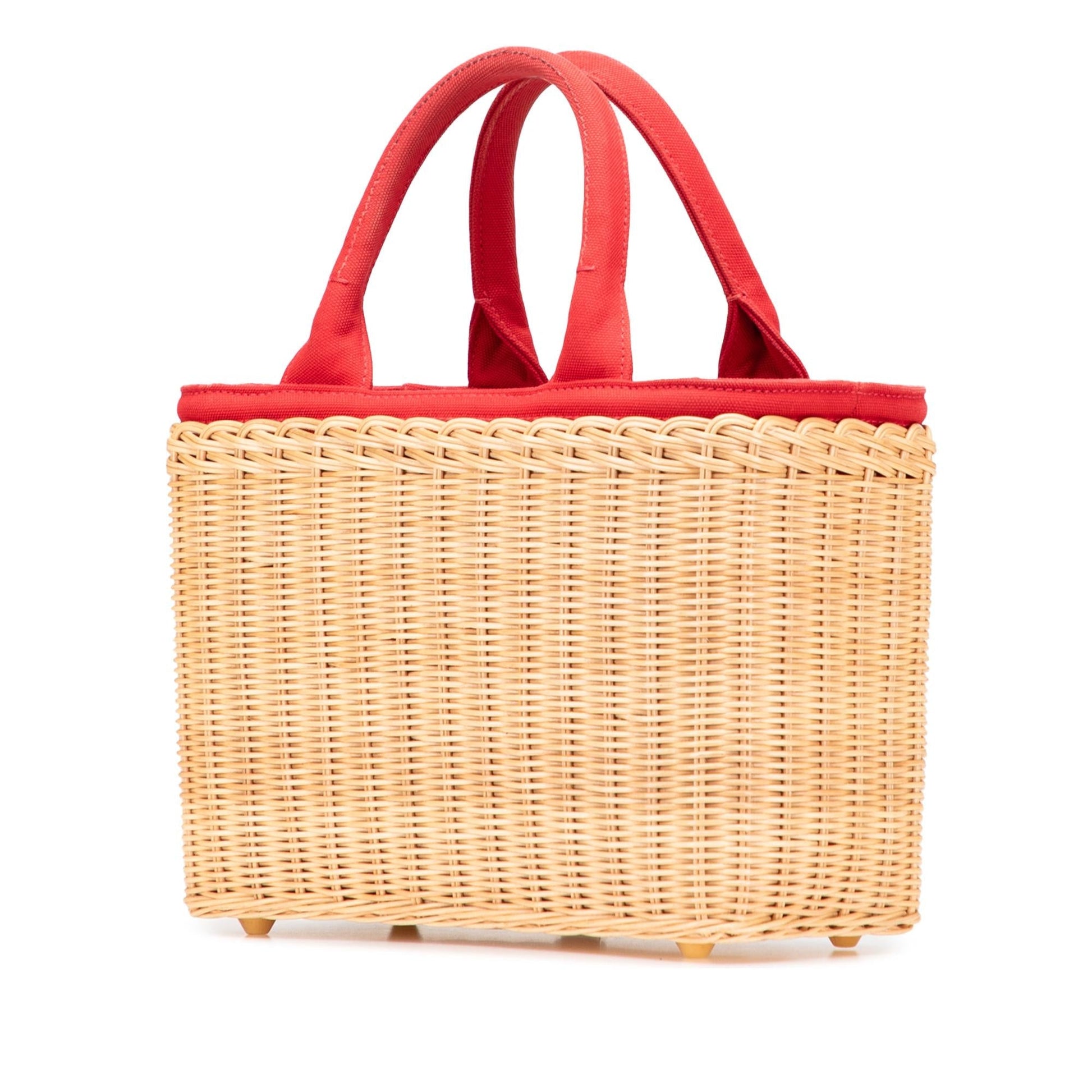 Prada Canapa Trimmed Midollino Satchel Satchel Bag