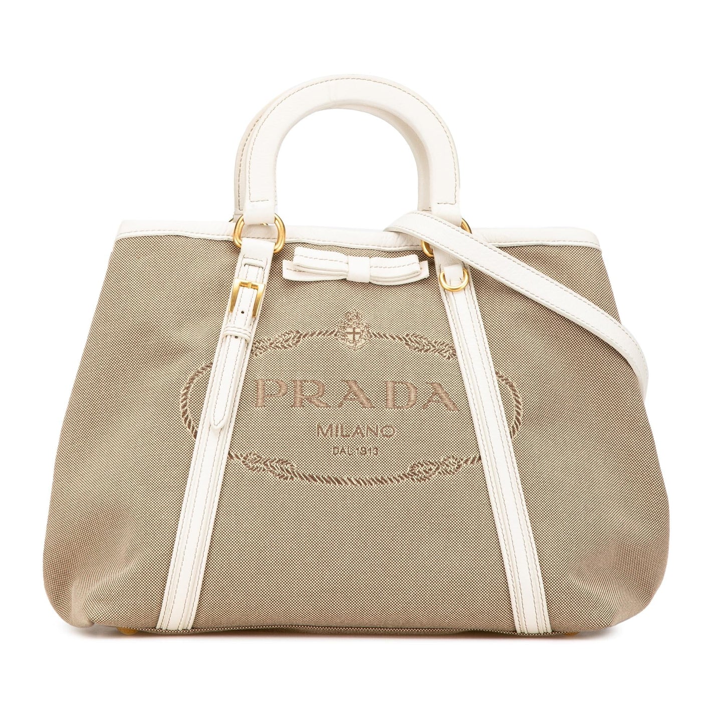 Prada Canapa Satchel Canvas Logo Satchel Bag