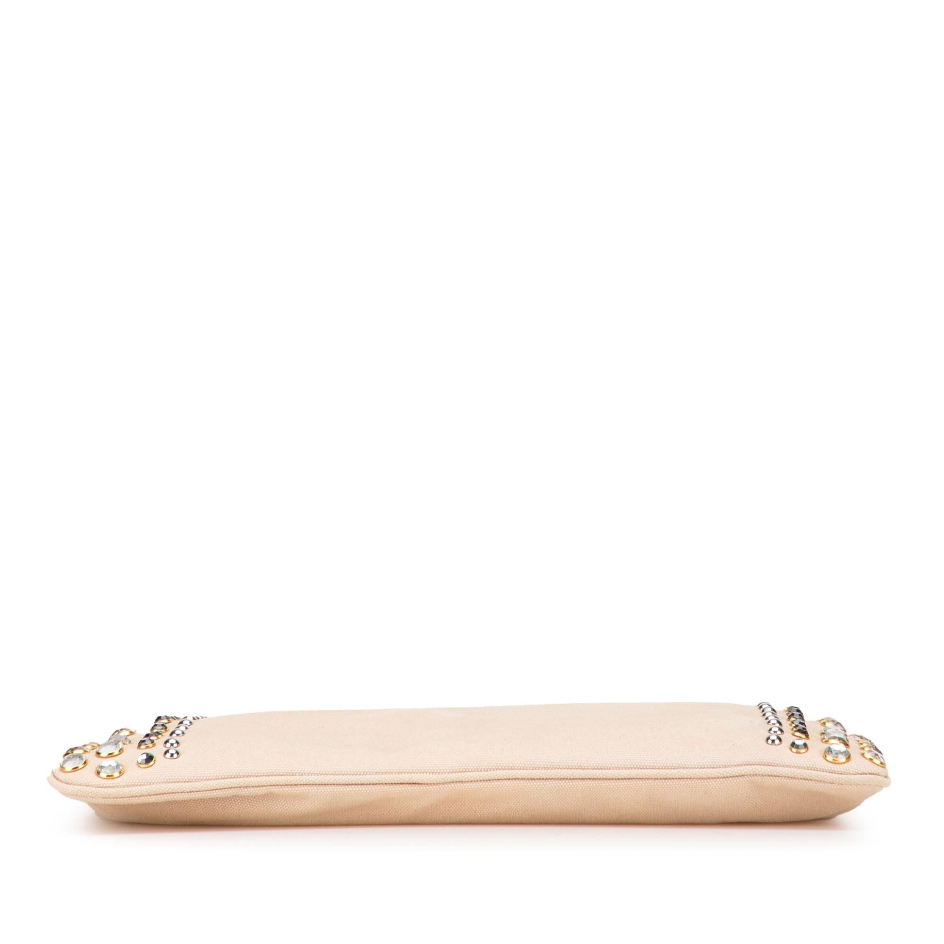 Prada Canapa Studded Vernice Clutch Canvas Clutch Bag