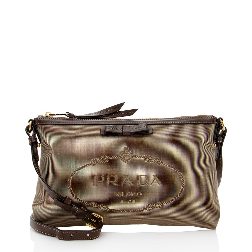 Prada Jacquard Crossbody Bag Shf Canvas Logo